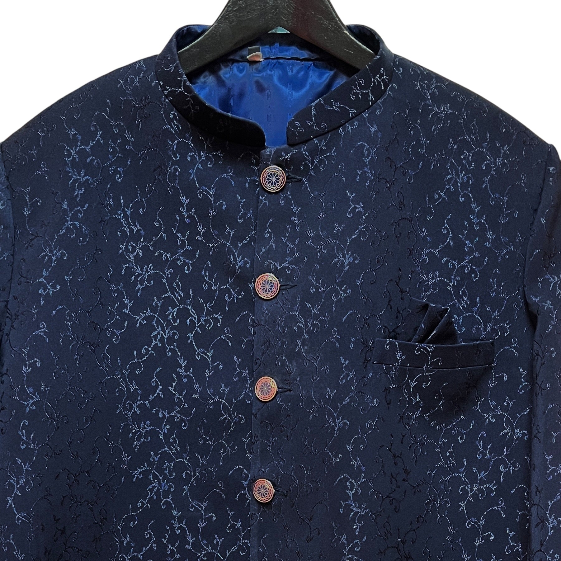 Scroll Jacquard Sherwani Size 44-2 Colors - Vintage India NYC