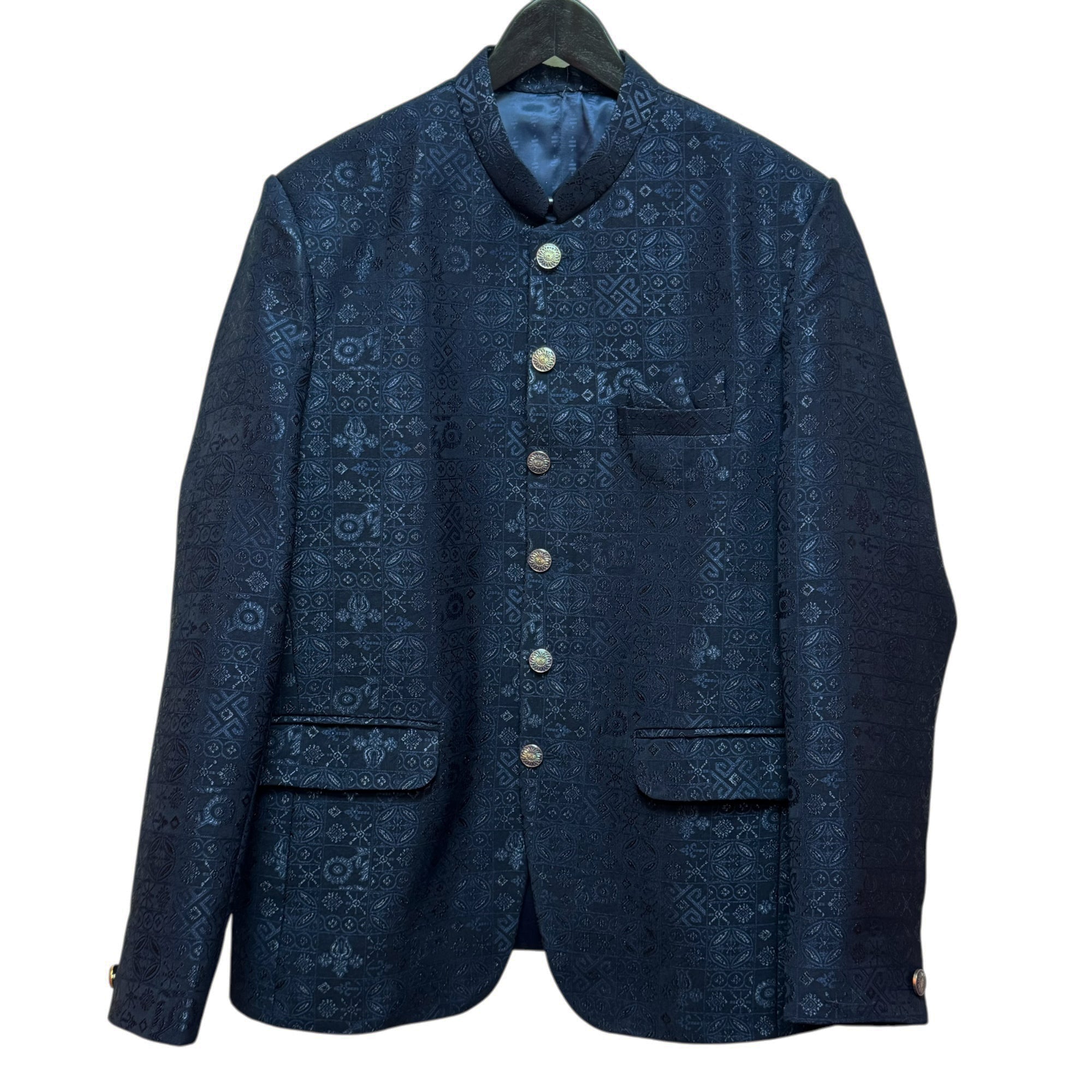 Square Jacquard Jodhpuri Jacket-Colors - Vintage India NYC