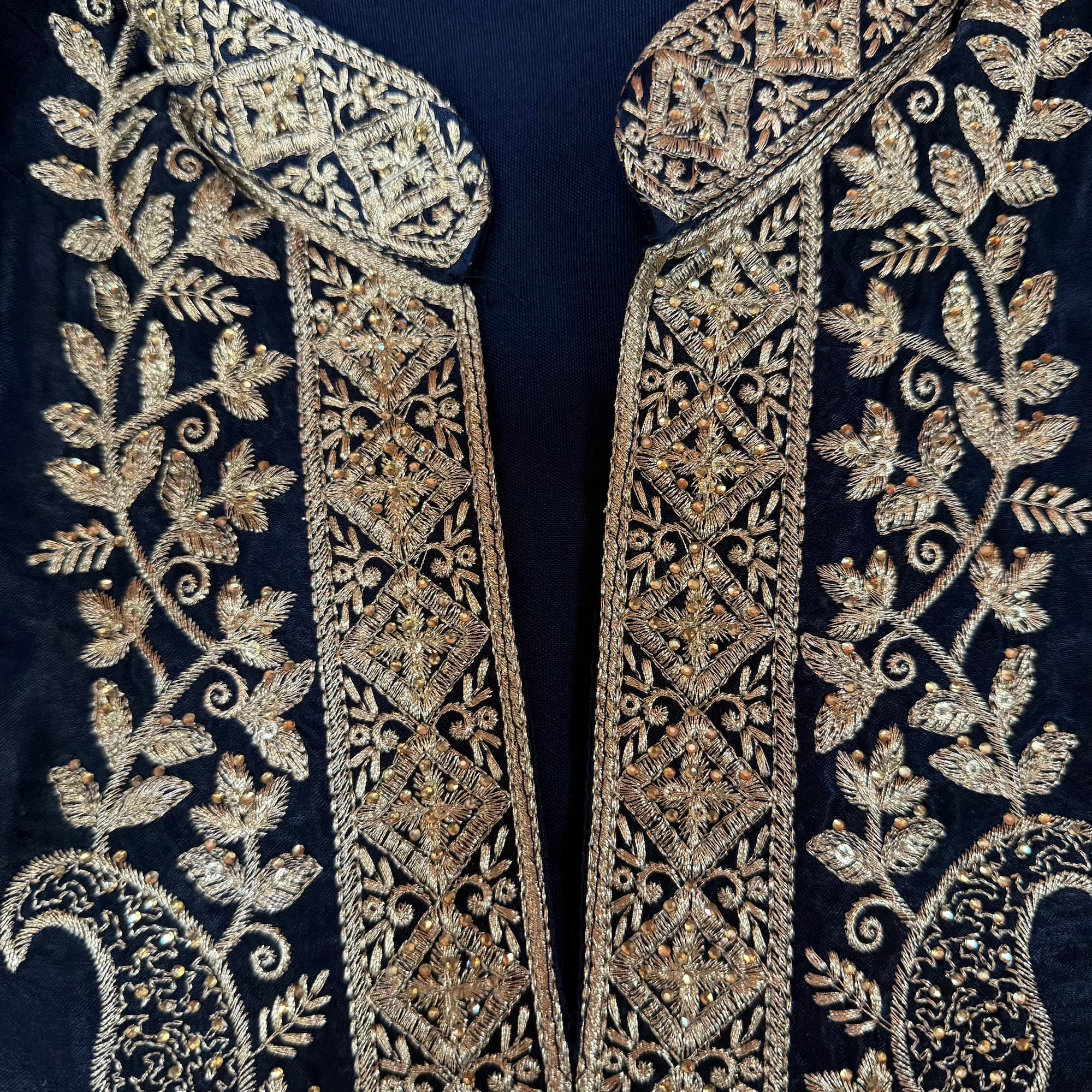 Navy Soft Silk Full Embroidered Kurta