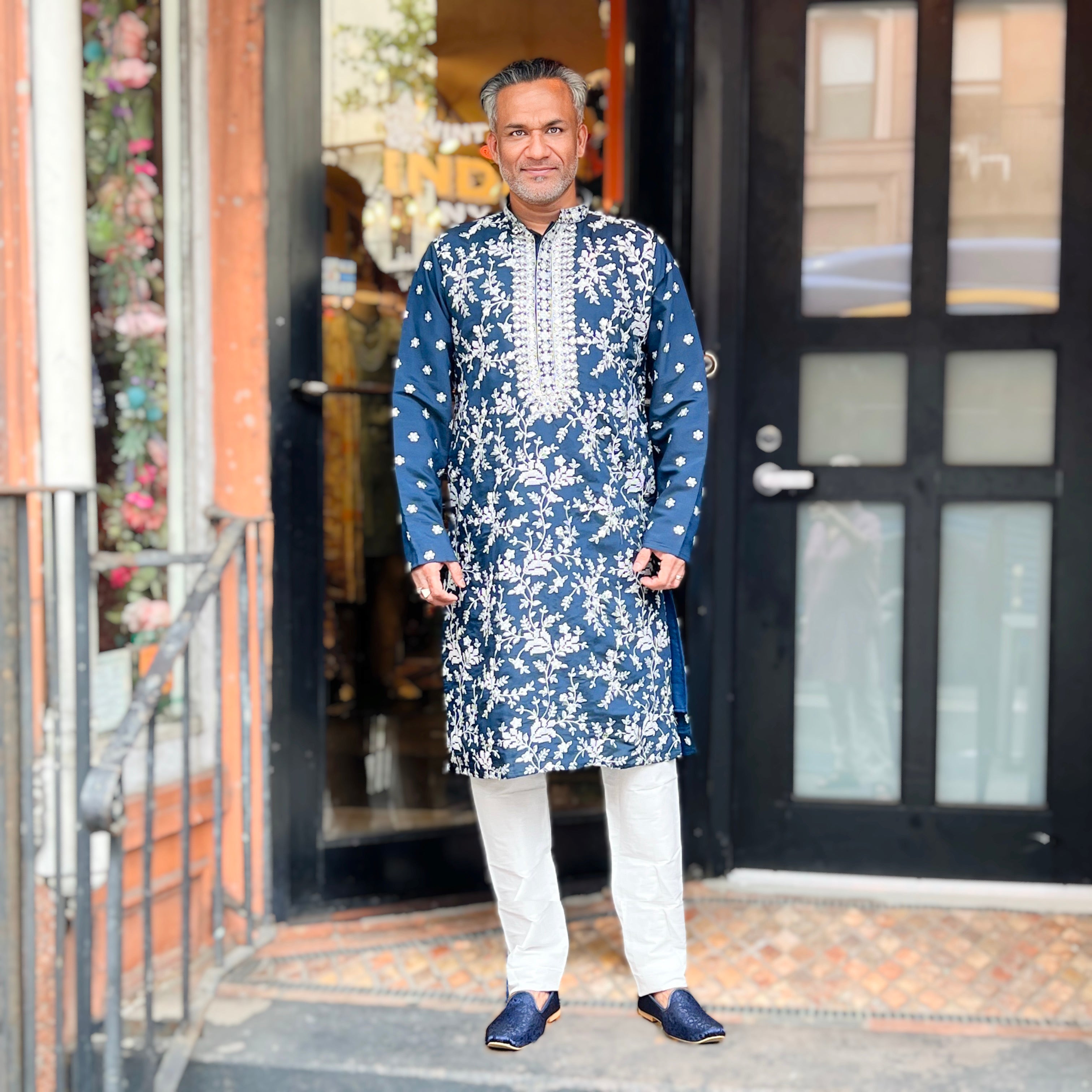White Embroidered Mirror Kurtas-Colors - Vintage India NYC