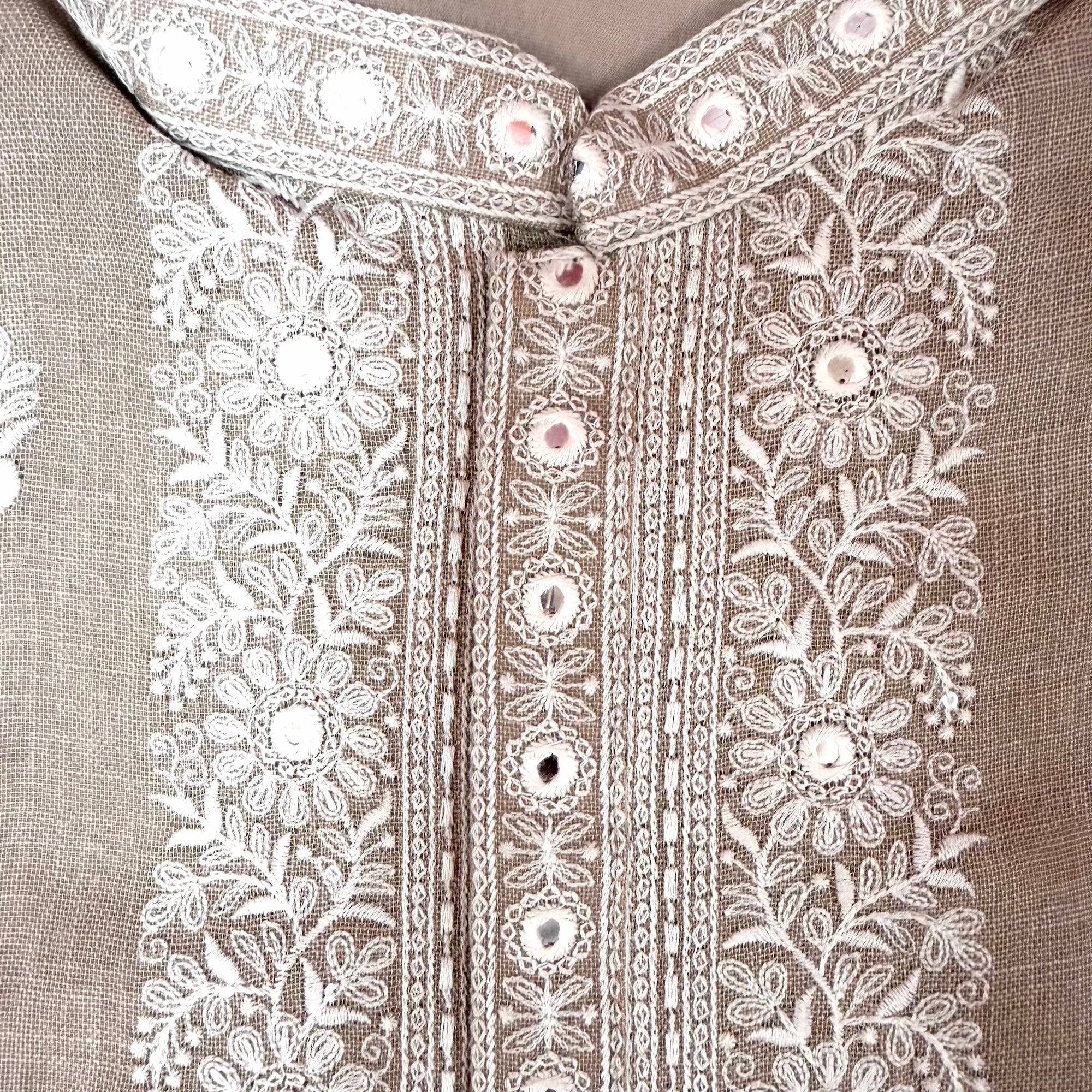Oatmeal Embroidered Kurta