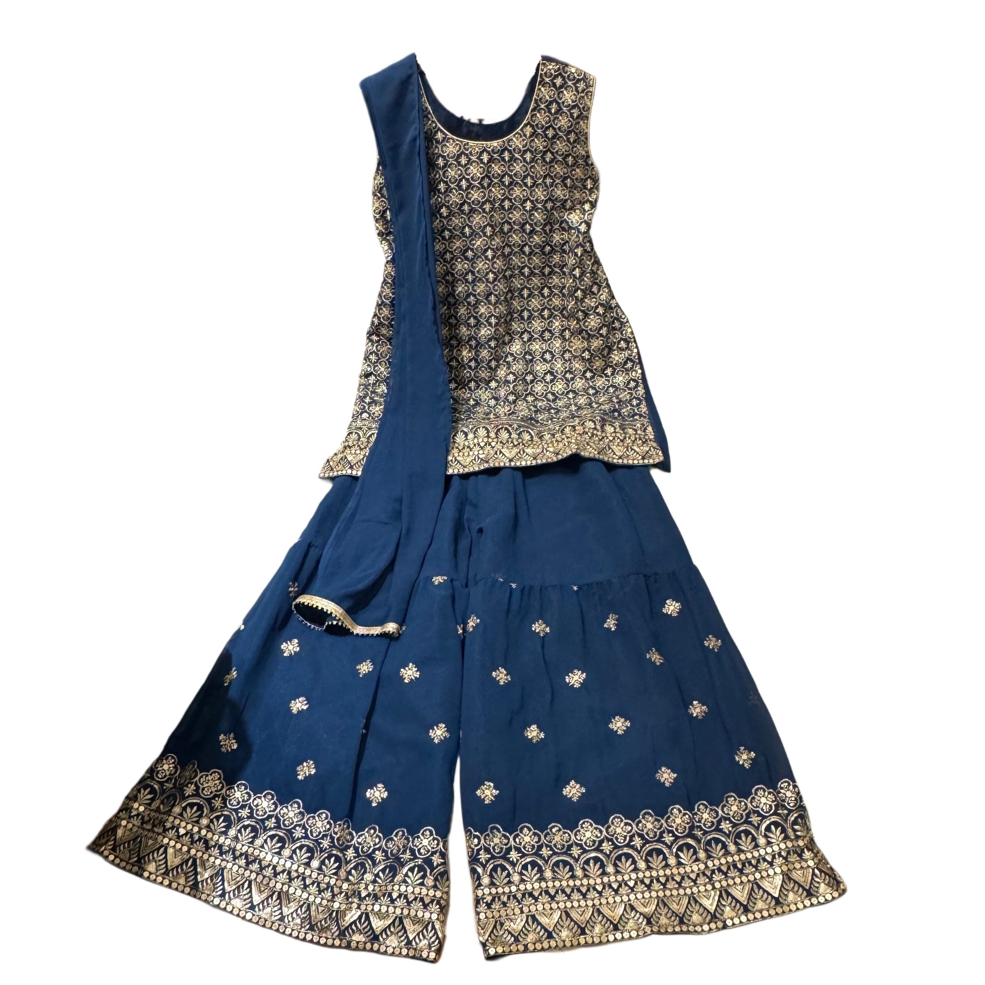 Plus Size Gold Sequin Gharara Set-3 Colors - Vintage India NYC