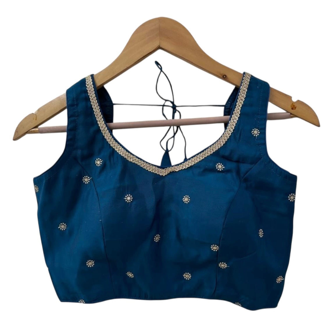 Ocean Flower Choli Blouse-S - Vintage India NYC