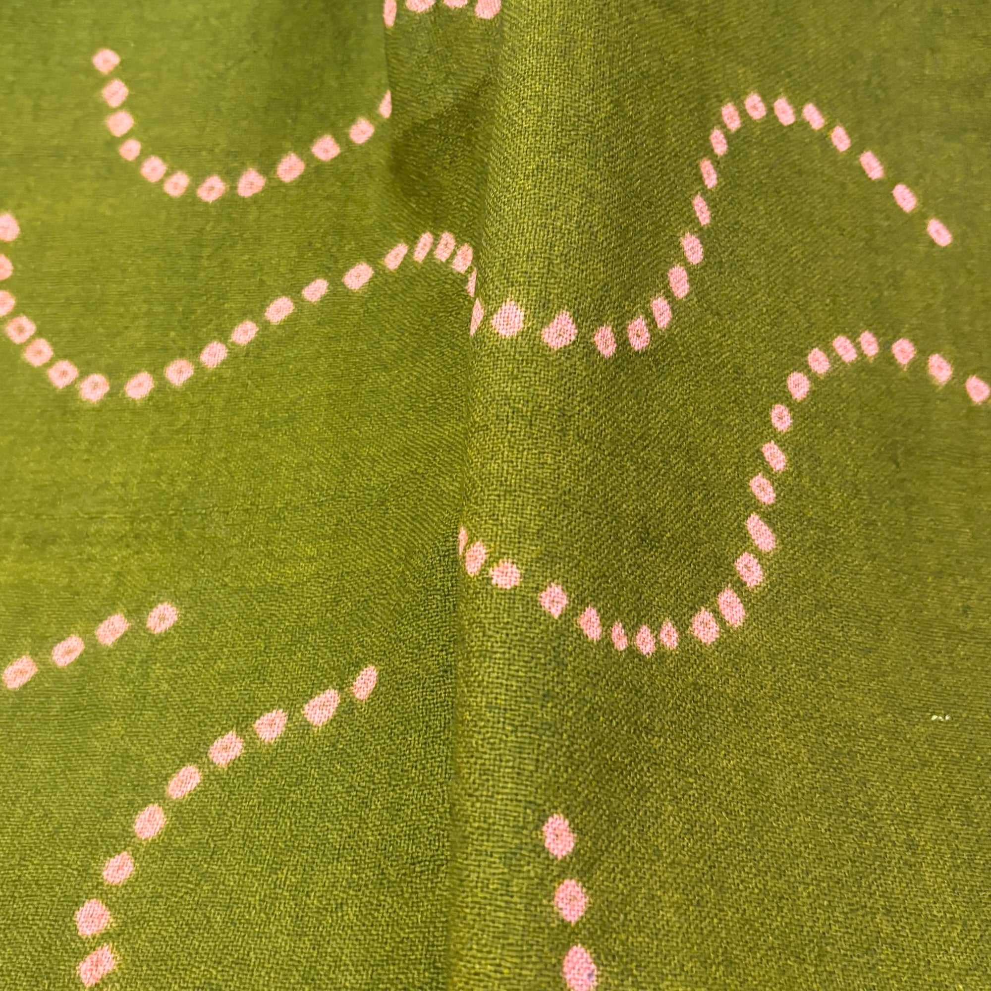 Olive & Pink Wool Bandhani Shawl - Vintage India NYC