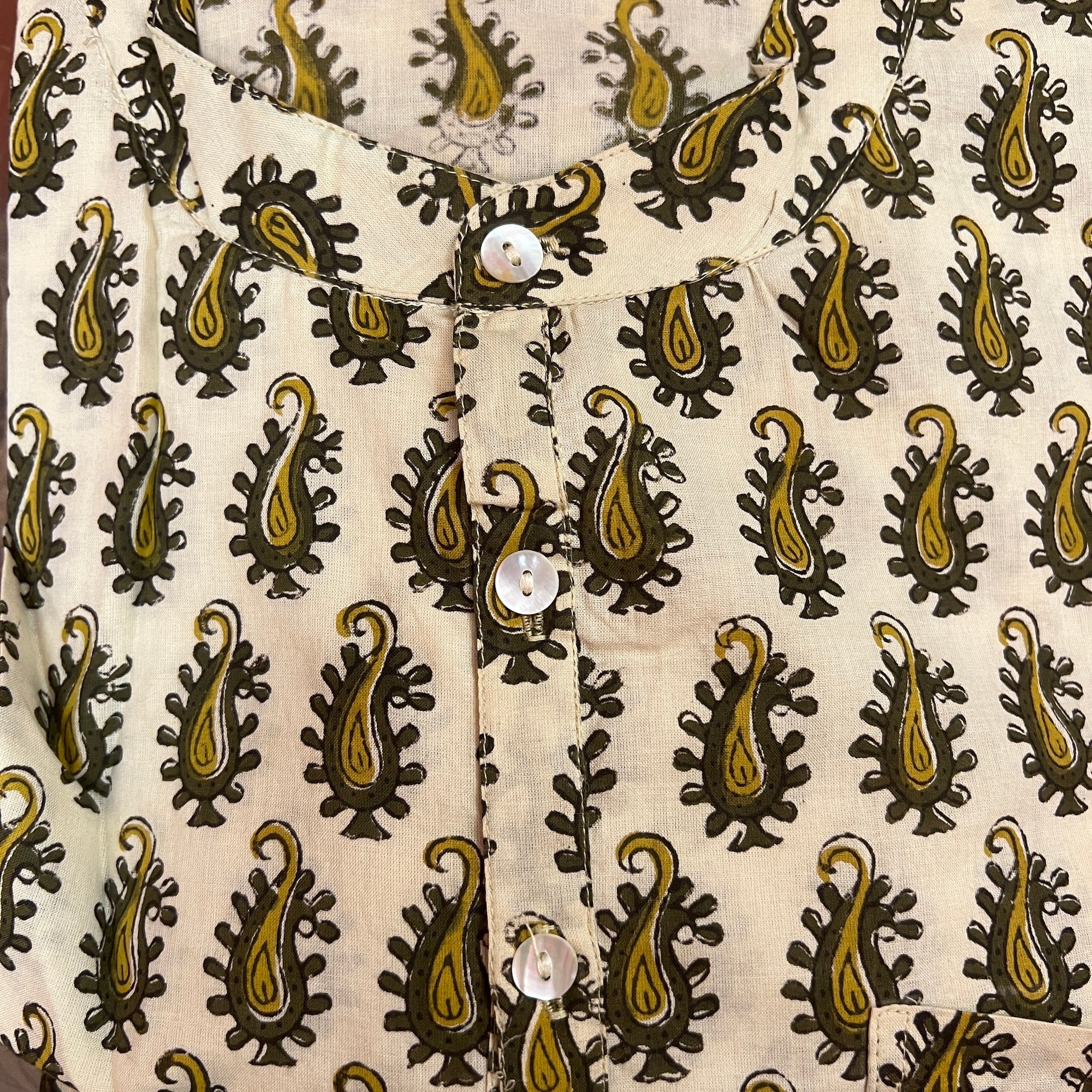 AR Mens Block Print Short Kurta 4 - Vintage India NYC