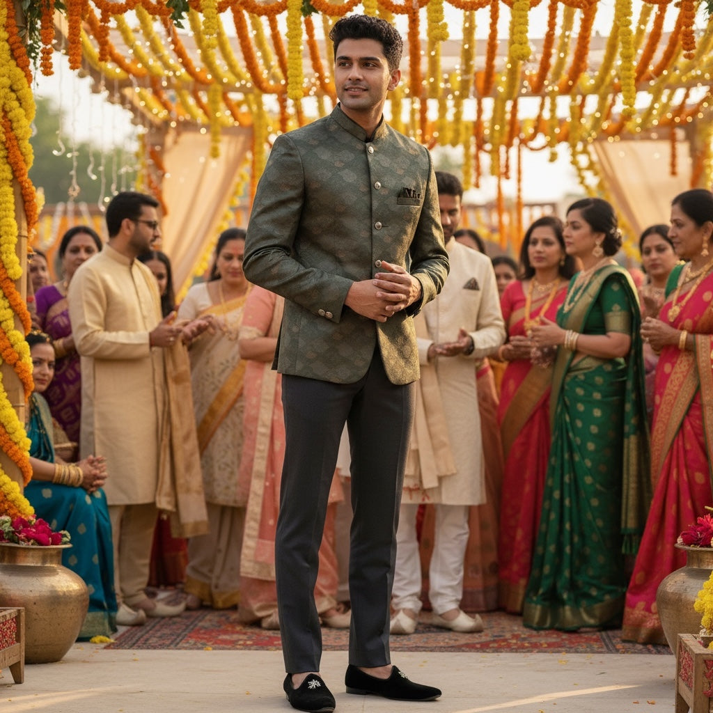 Olive Knoll Jodhpuri Jacket - Vintage India NYC