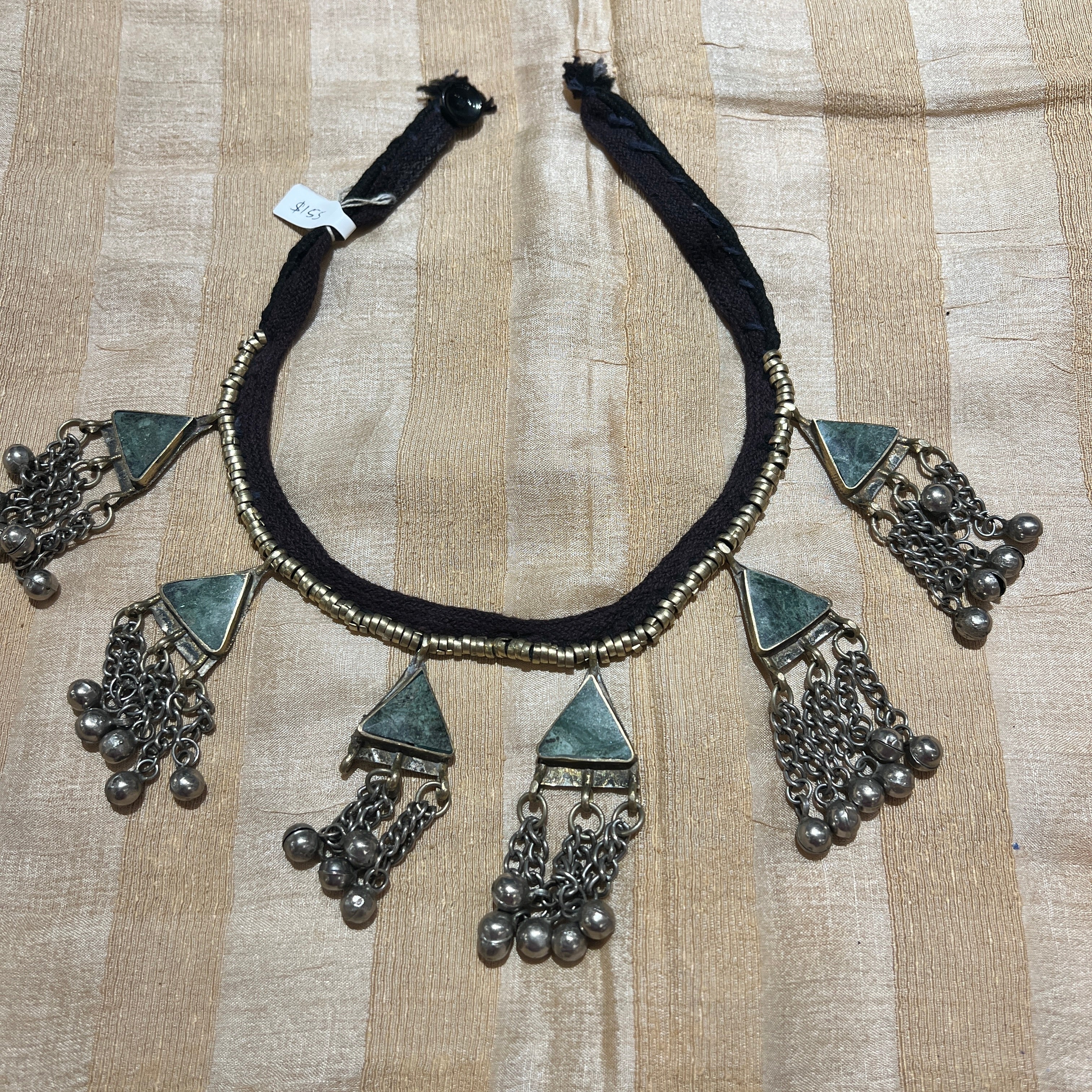 Afghani Triangle Silver Metal Ghungroo Necklace-Various