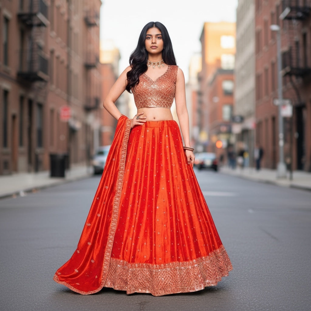 Gold Embroidered Lehengas-3 Colors