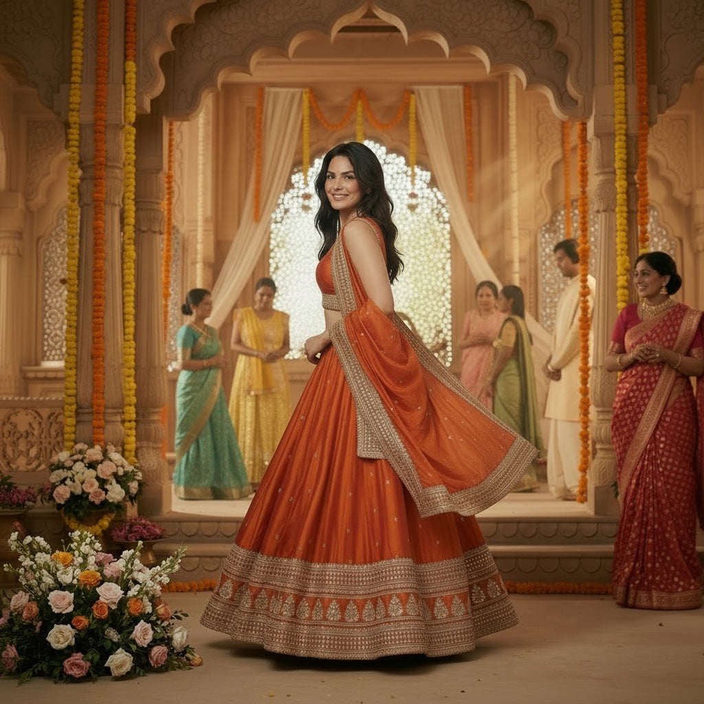 DT Butah Embroidered Lehengas-Colors - Vintage India NYC