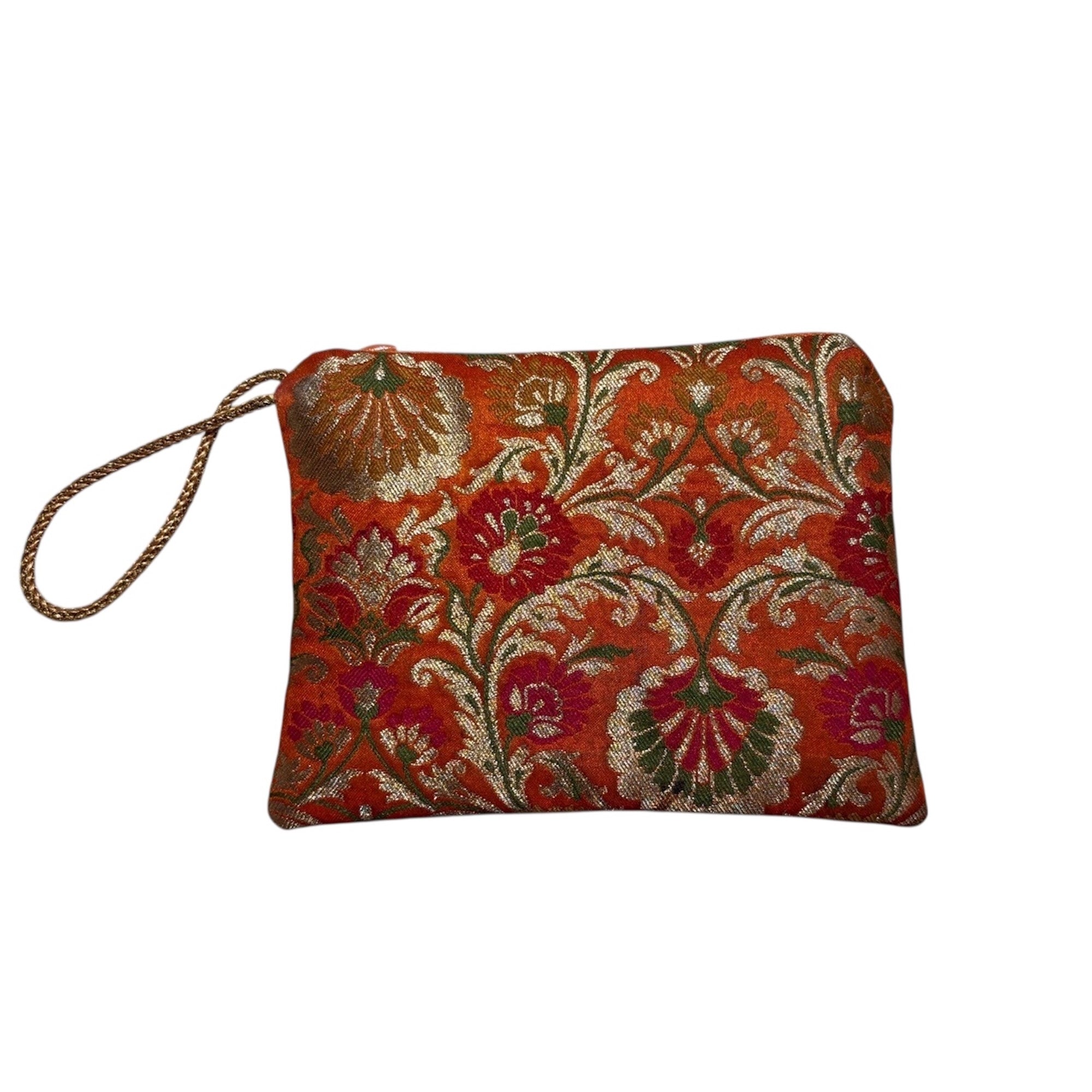 Vintage Sari Zip Pouch Bag Sm 25