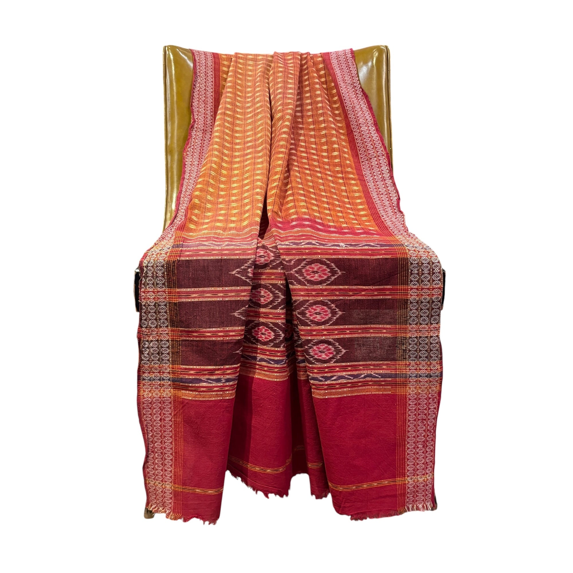Orissa Ikat Handwoven Cotton Dupatta - Vintage India NYC