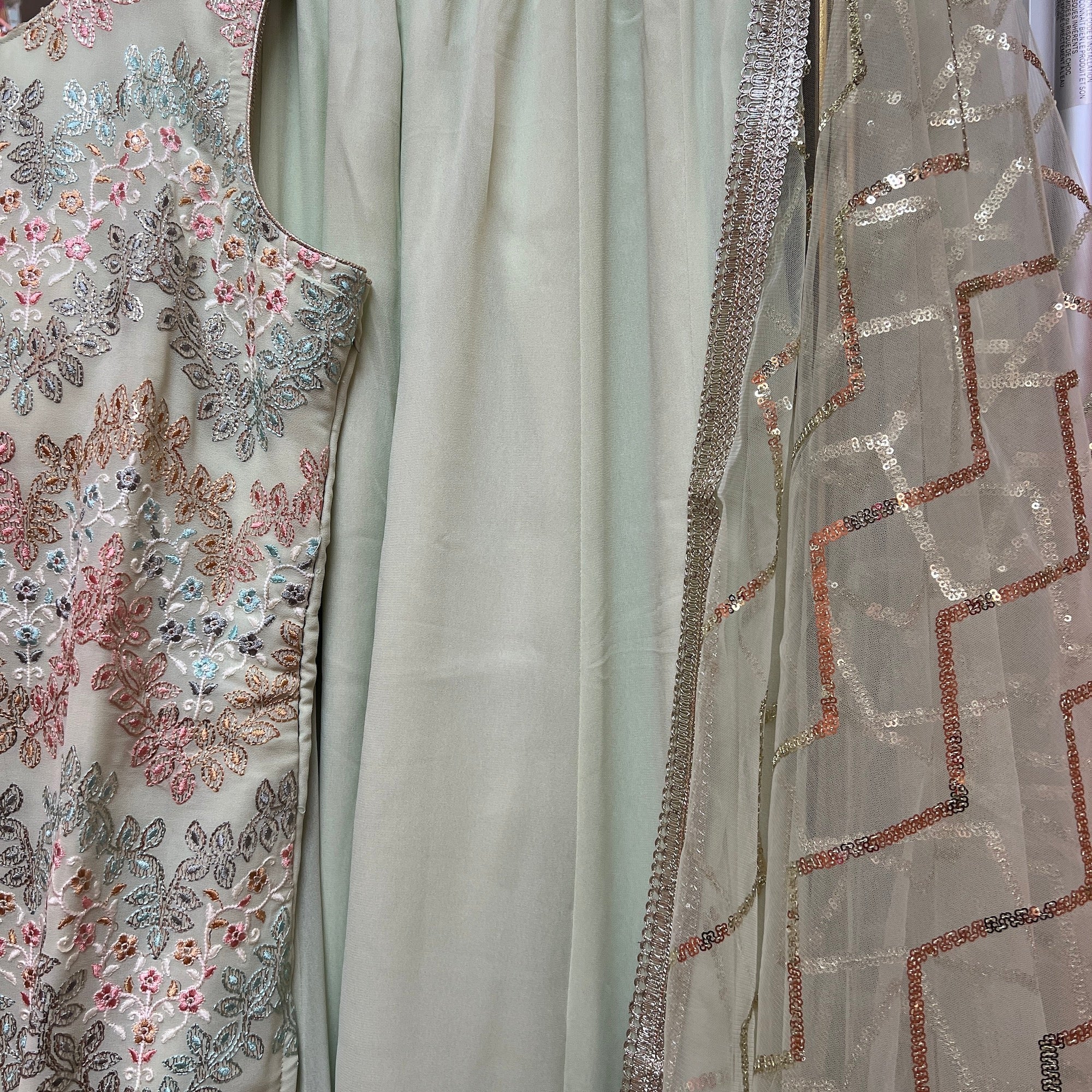 DT Plus Size Pastel Embroidered Palazzo Set-2 Colors - Vintage India NYC