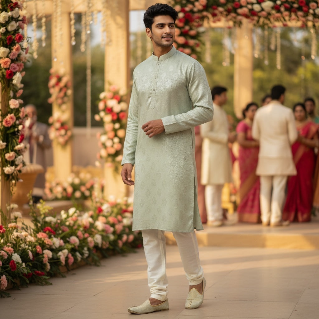 Crest Pattern Pastel Kurtas-Colors - Vintage India NYC