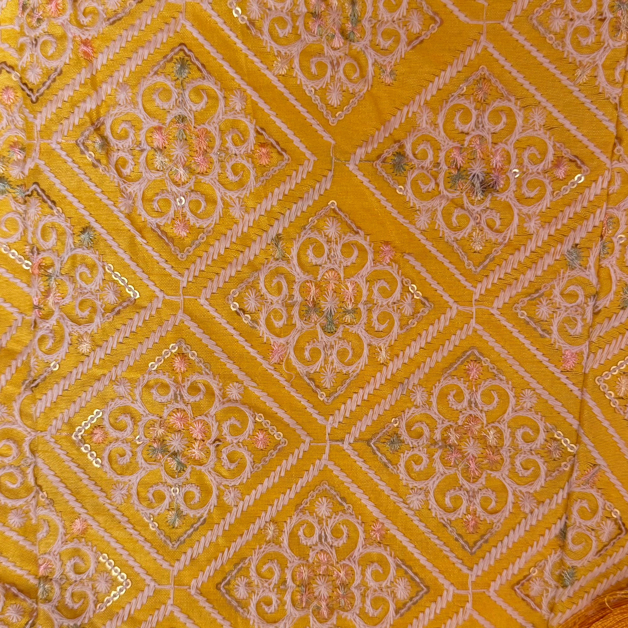 Q Diamond Flower Embroidered Lehenga - Vintage India NYC