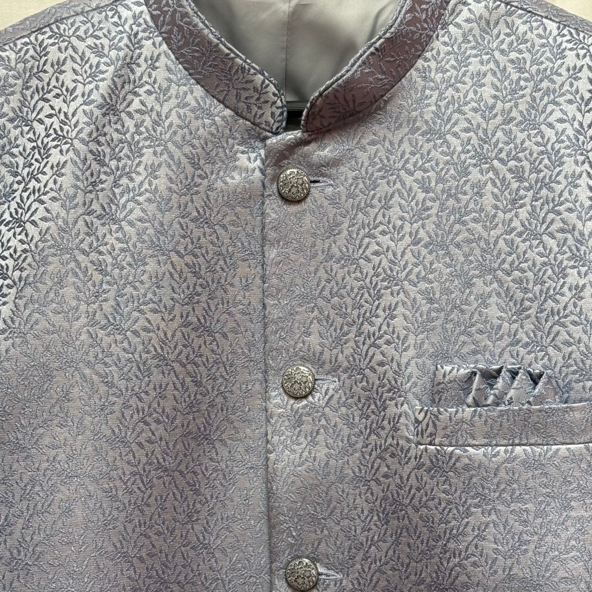 Pastel Blue Floral Jodhpuri Jacket
