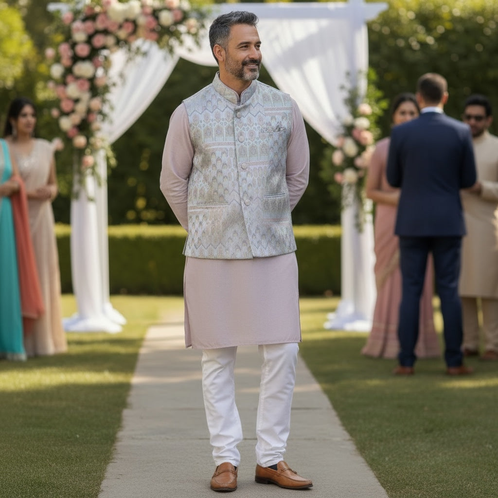 Pastel Garden Jacquard Vest - Vintage India NYC