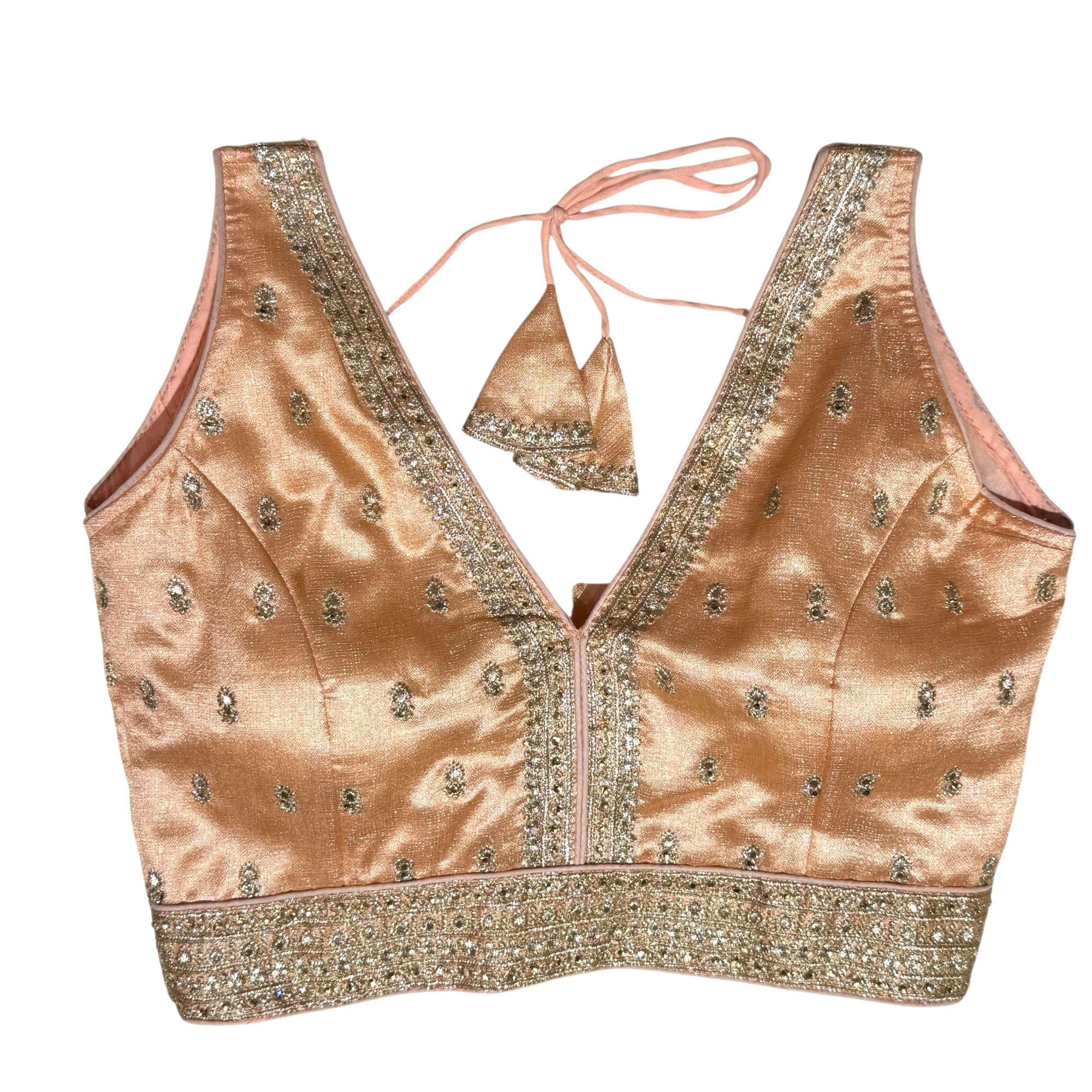 Sleeveless V Neck Choli Blouse -Size 34-Colors