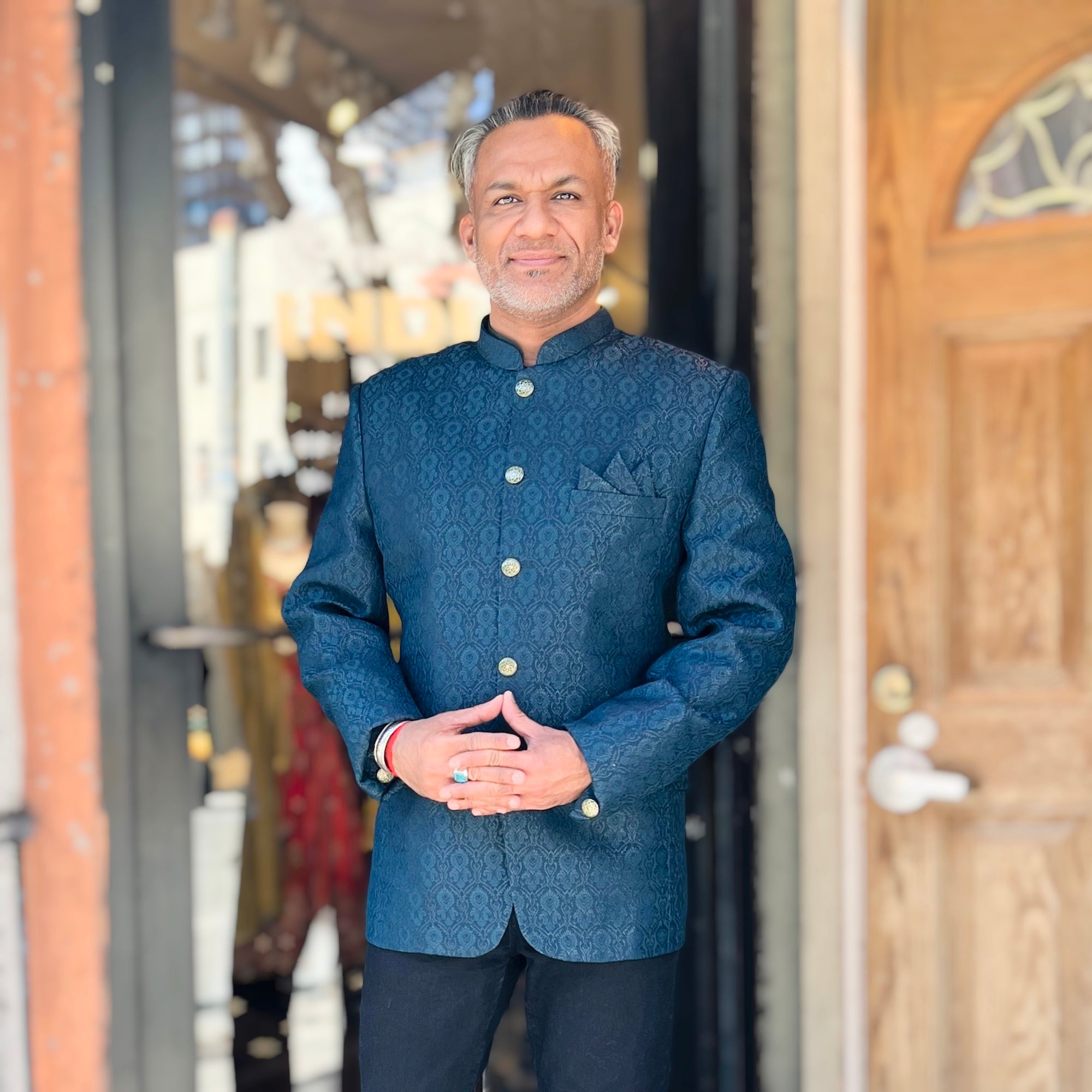 Jacquard Jodhpuri Jacket- Colors - Vintage India NYC
