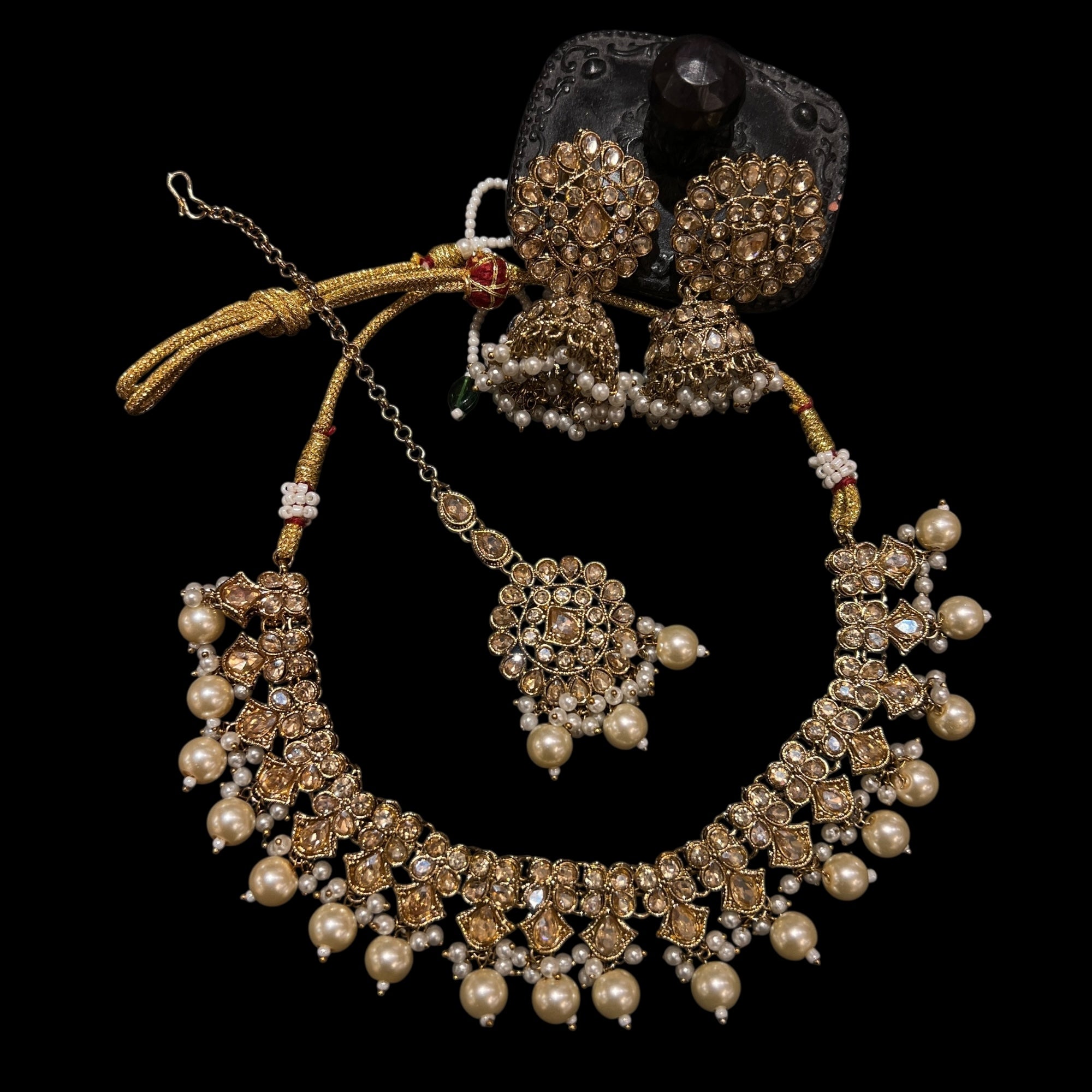 Polki Jhumka Necklace Sets-Colors