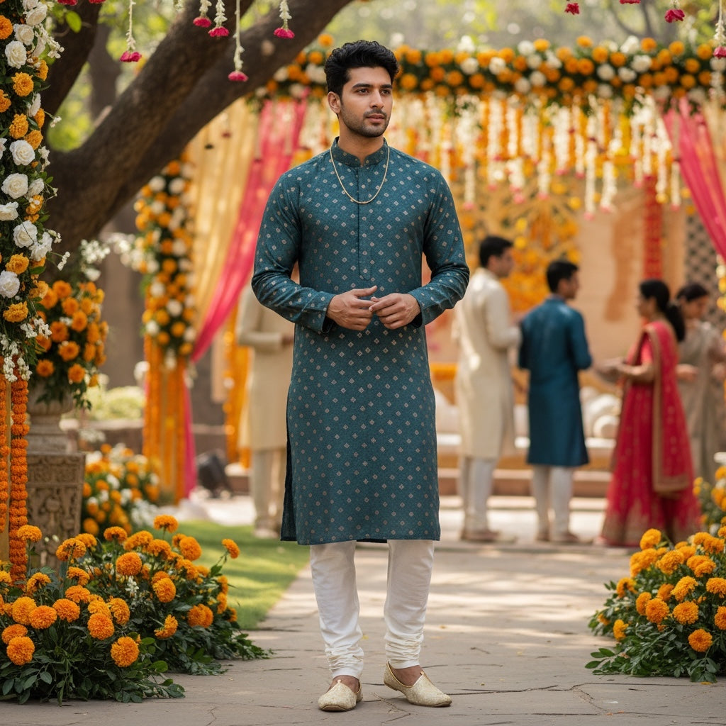 Pine Green Jharoka Kurta - Vintage India NYC