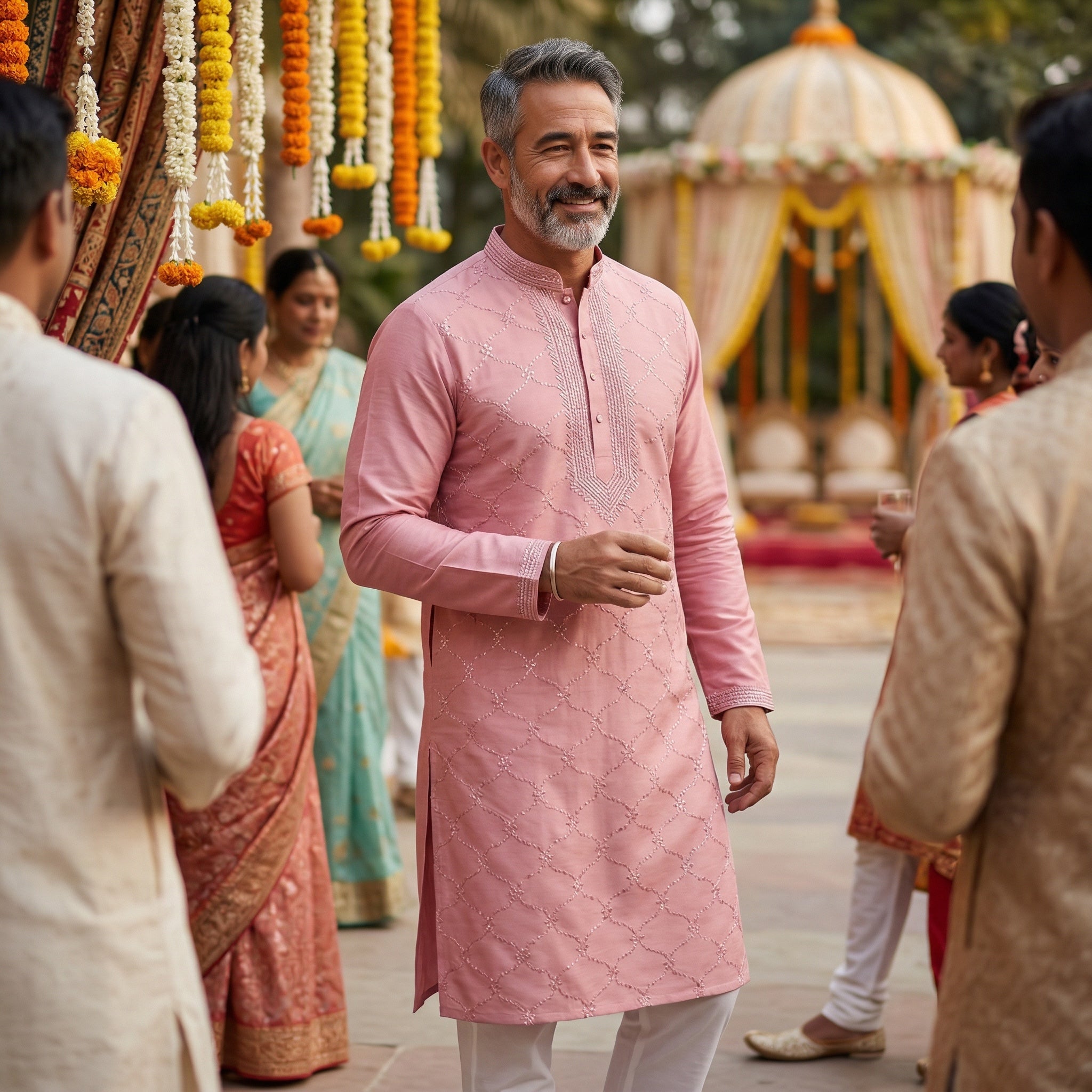 DT Pastel Silk Ogee Kurtas-Colors - Vintage India NYC