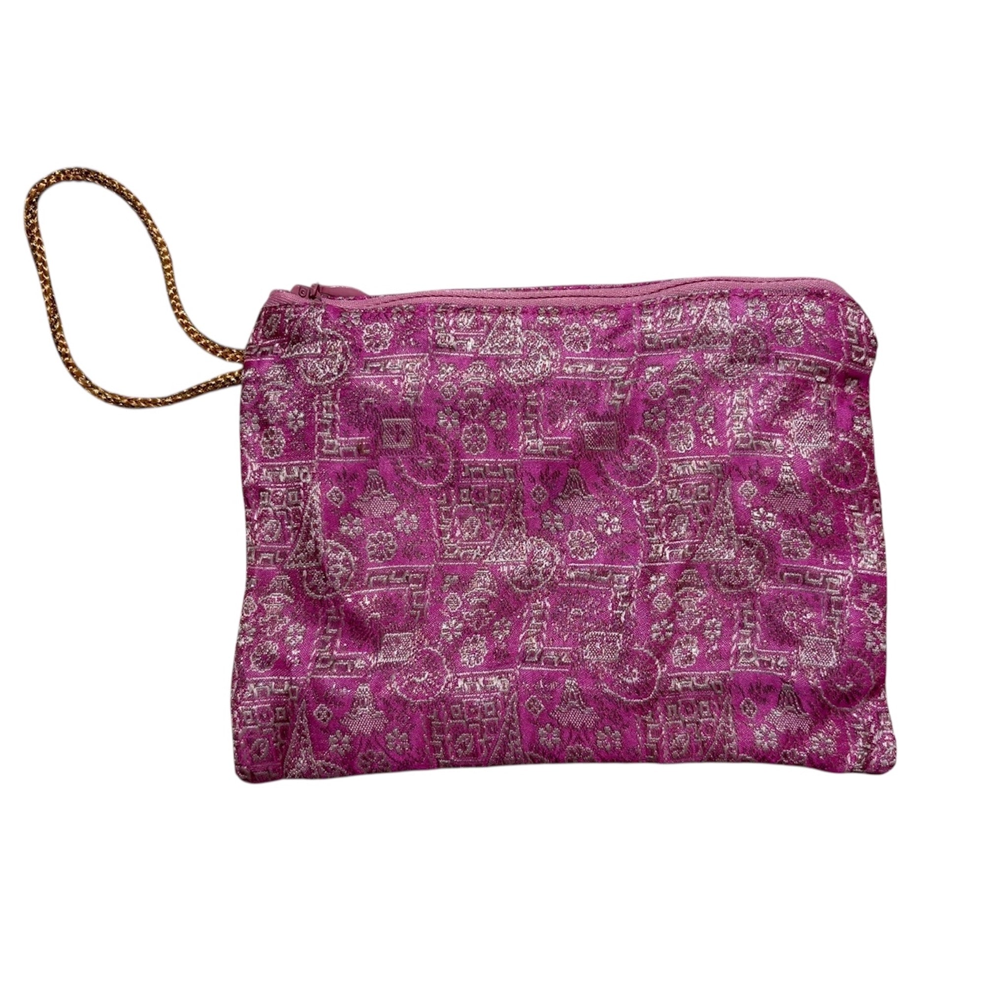 Vintage Sari Zip Pouch Bag Sm 25