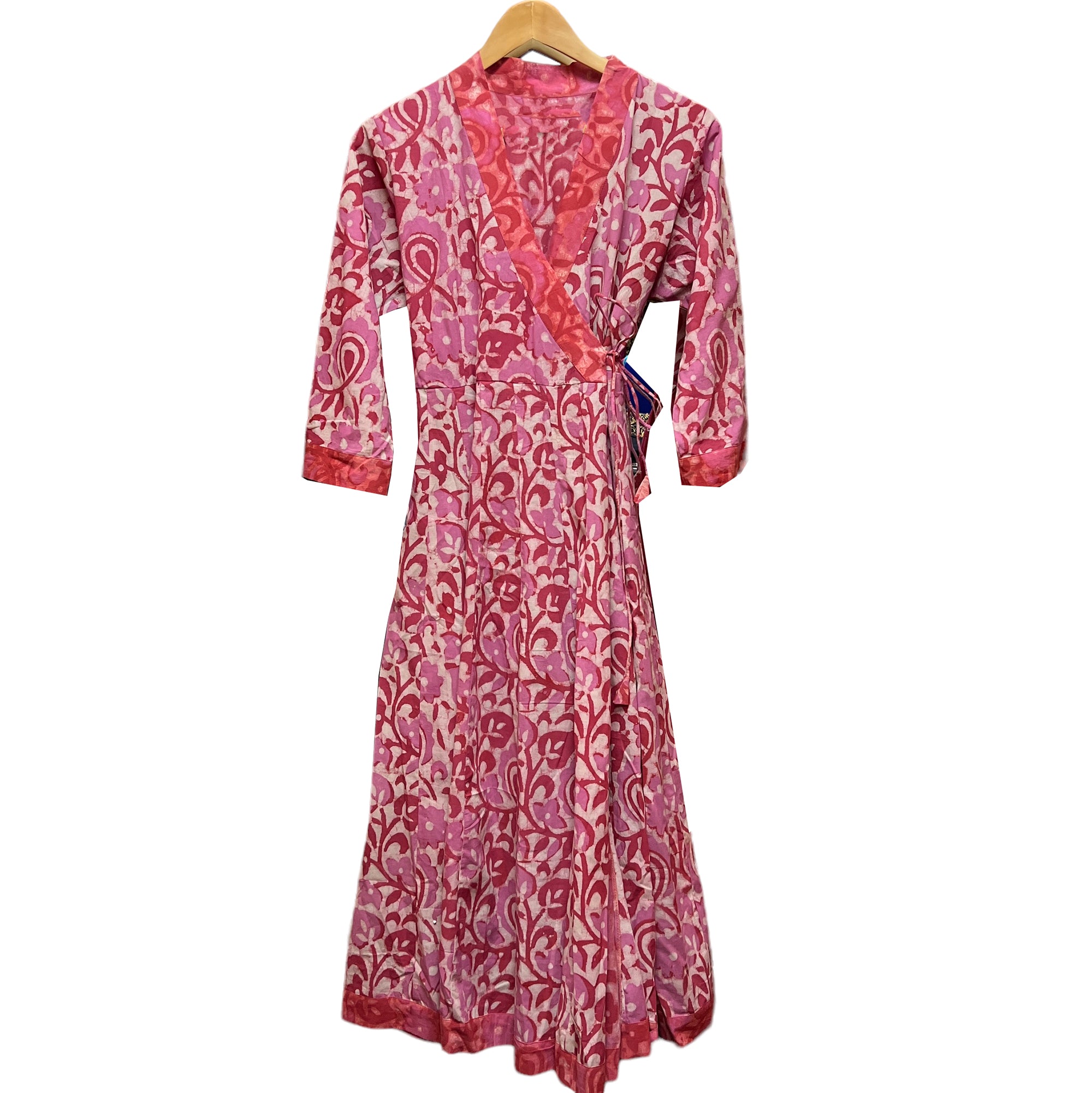 AR Blockprint Angrakha Wrap Dress-4 pattern choices - Vintage India NYC