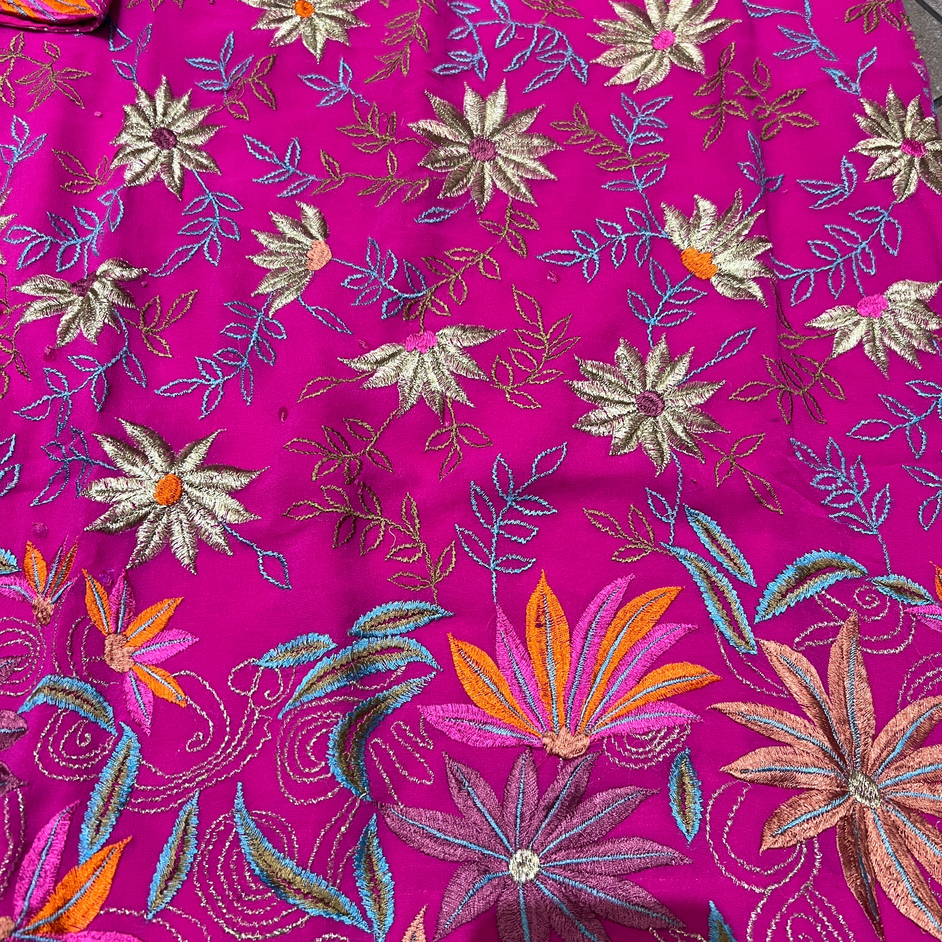 Pink Georgette Embroidered Kurta Pant Set