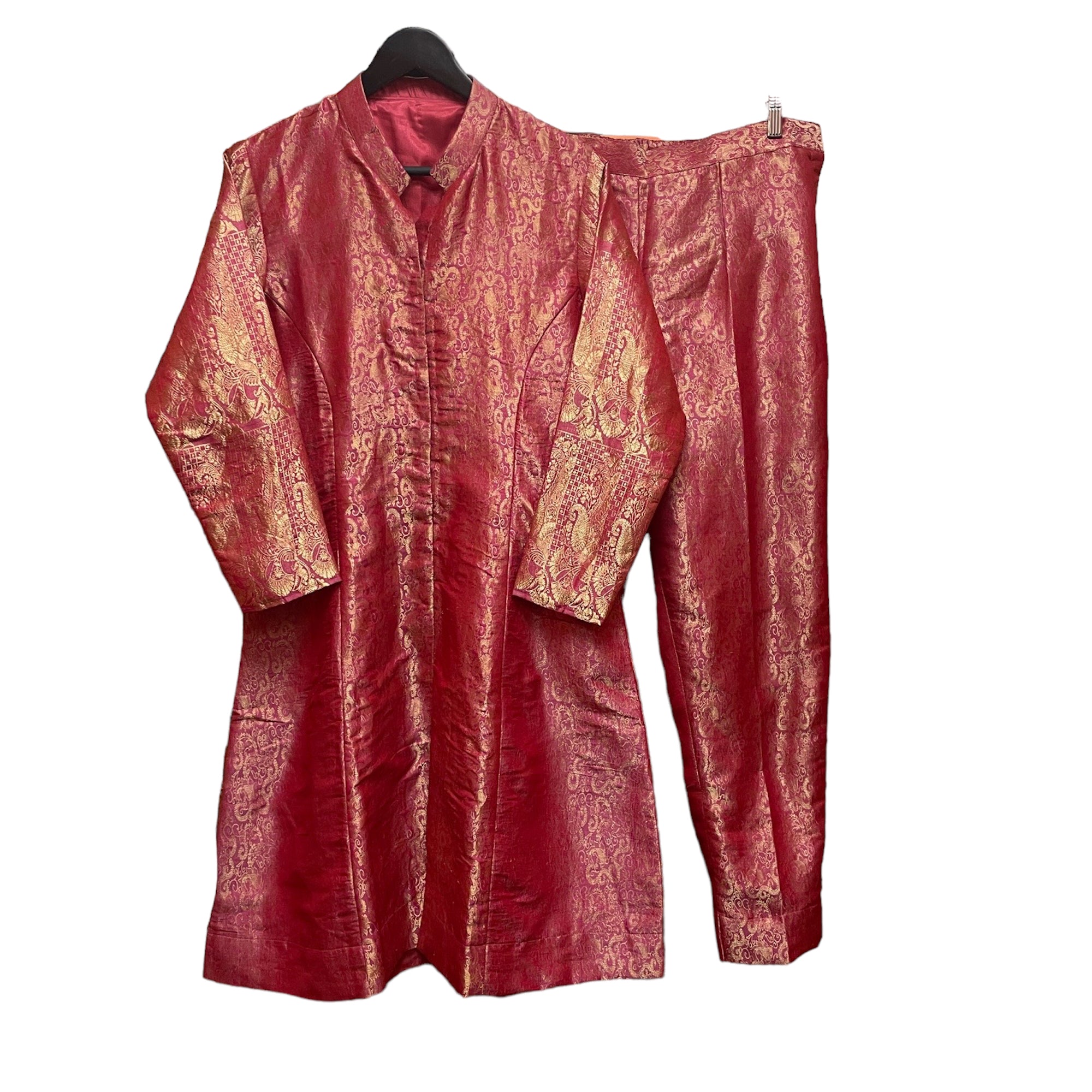 Pink & Gold Brocade Kurta Set - Vintage India NYC