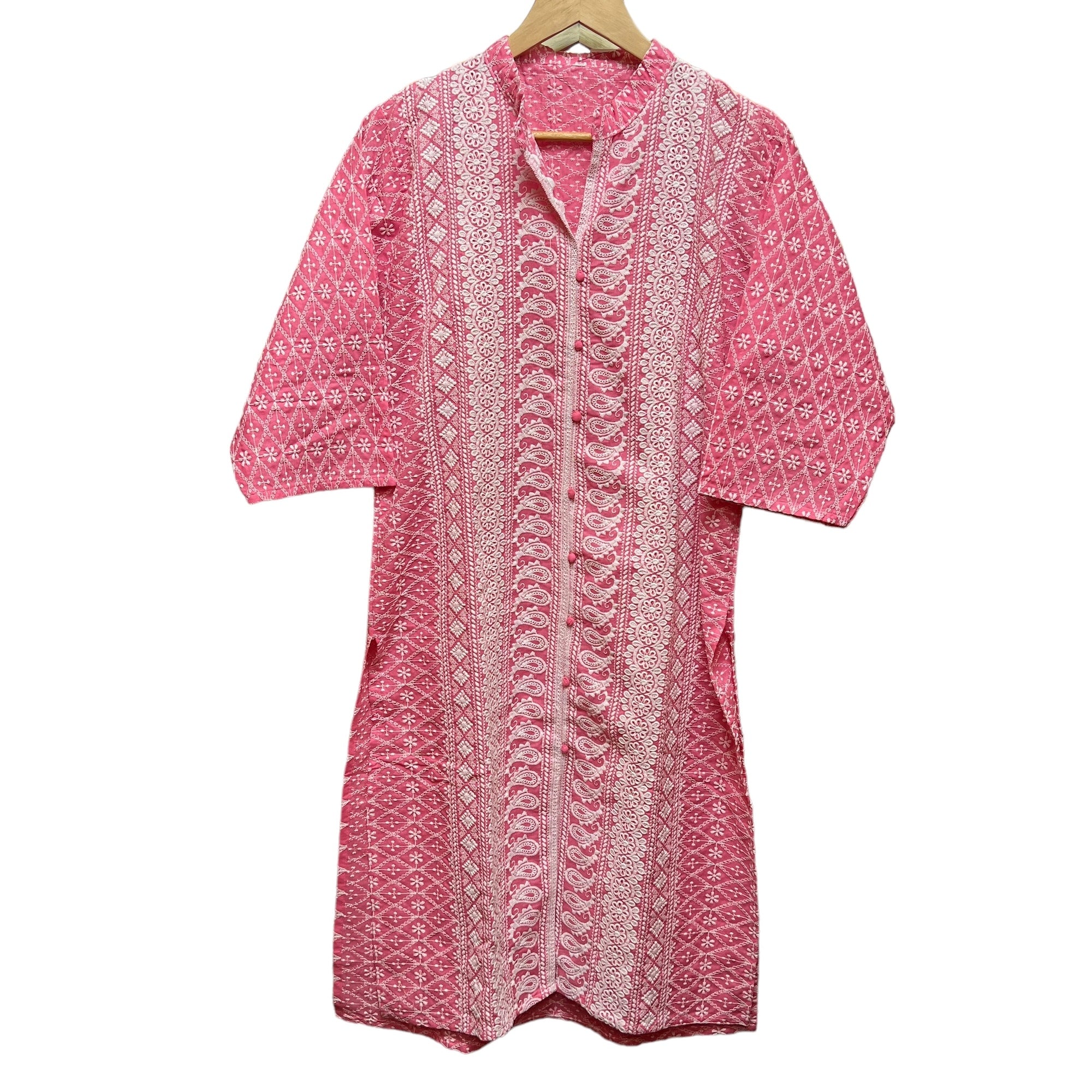 Pink Lucknowi Kurta-Size 42 - Vintage India NYC