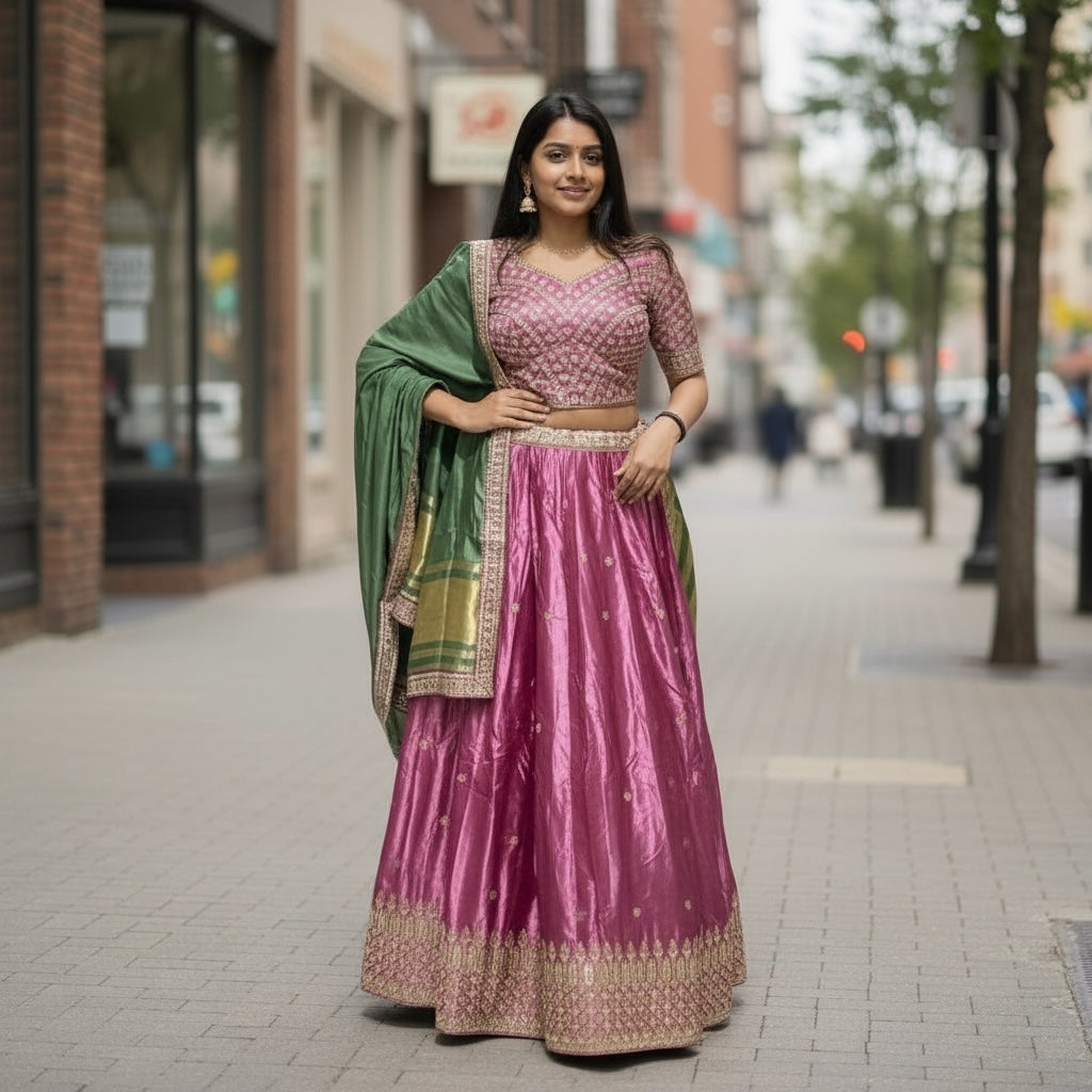 Heavy Embroidered Satin Lehenga Sets Q