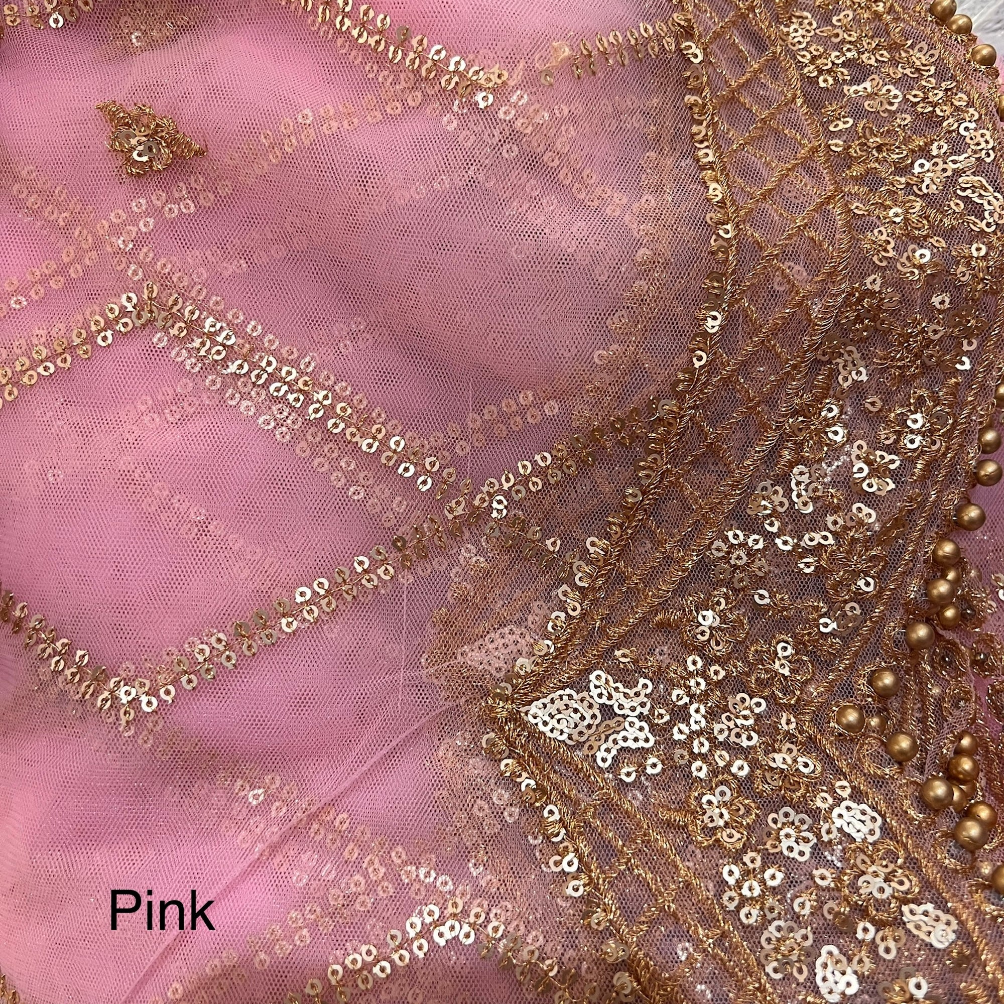 DT Gold Scallop Embroidered Dupatta - Vintage India NYC