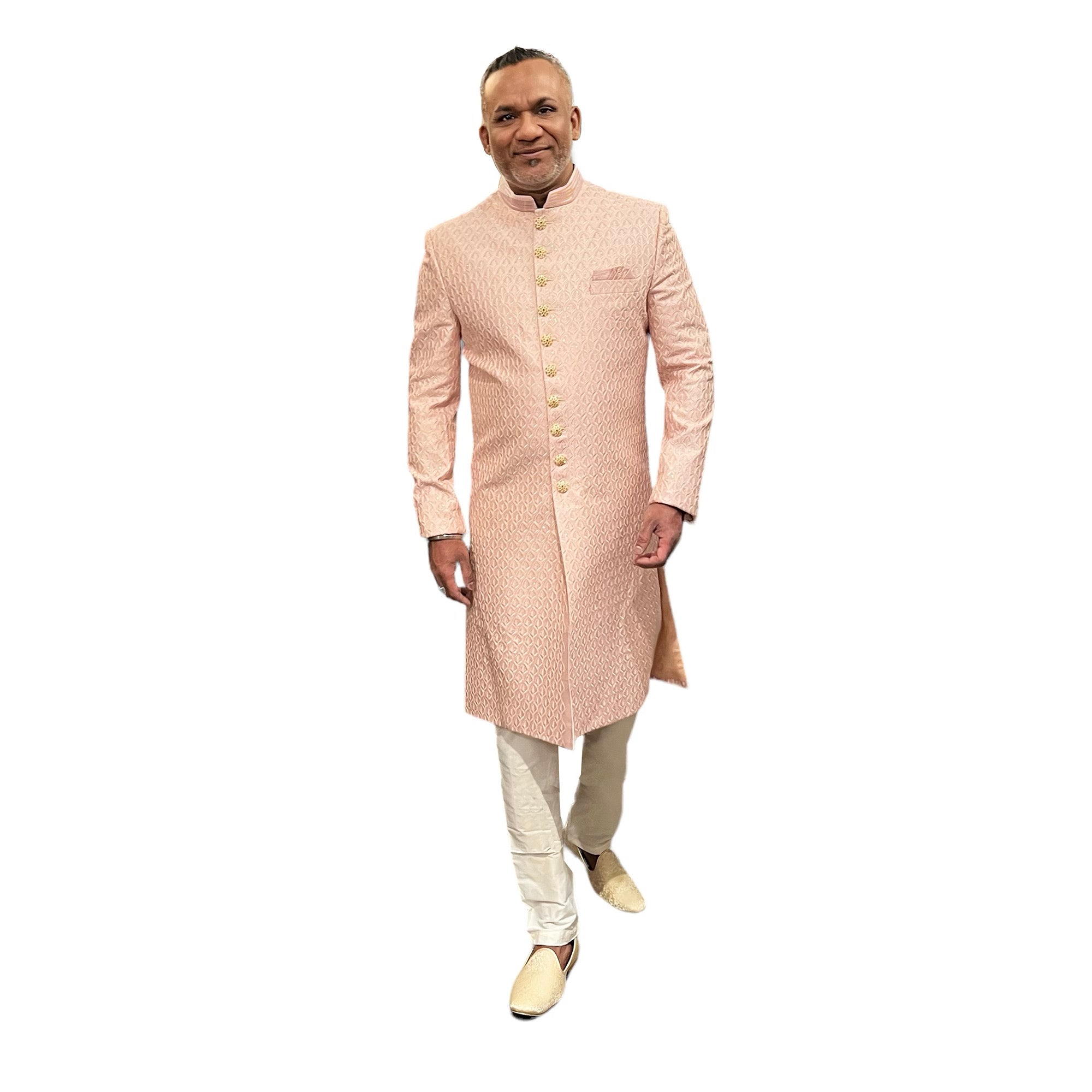 YD Blush Pink Embroidered Sherwani - Vintage India NYC