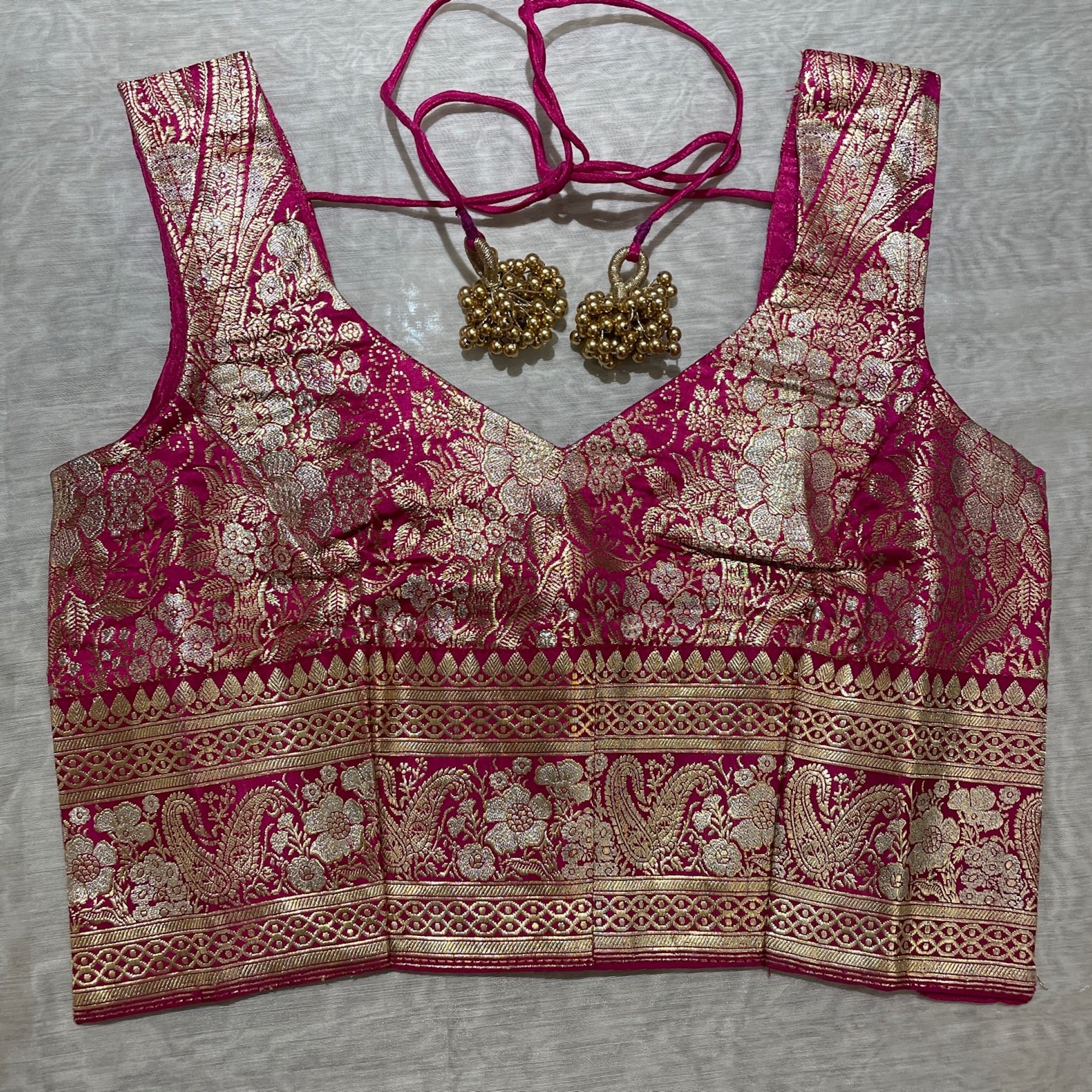 Brocade Saree Blouses-Size 28 - Vintage India NYC