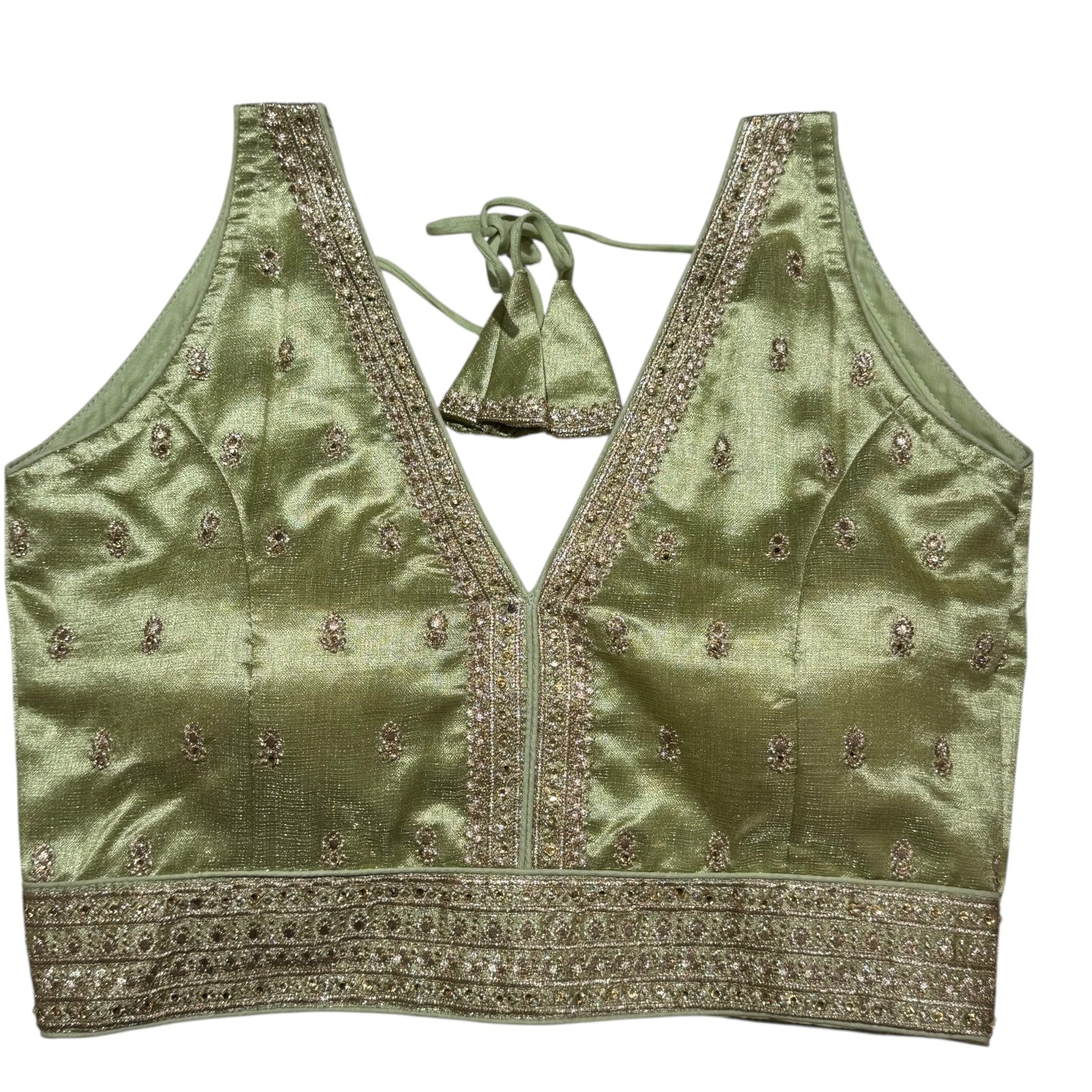 Sleeveless V Neck Choli Blouse -Size 34-Colors
