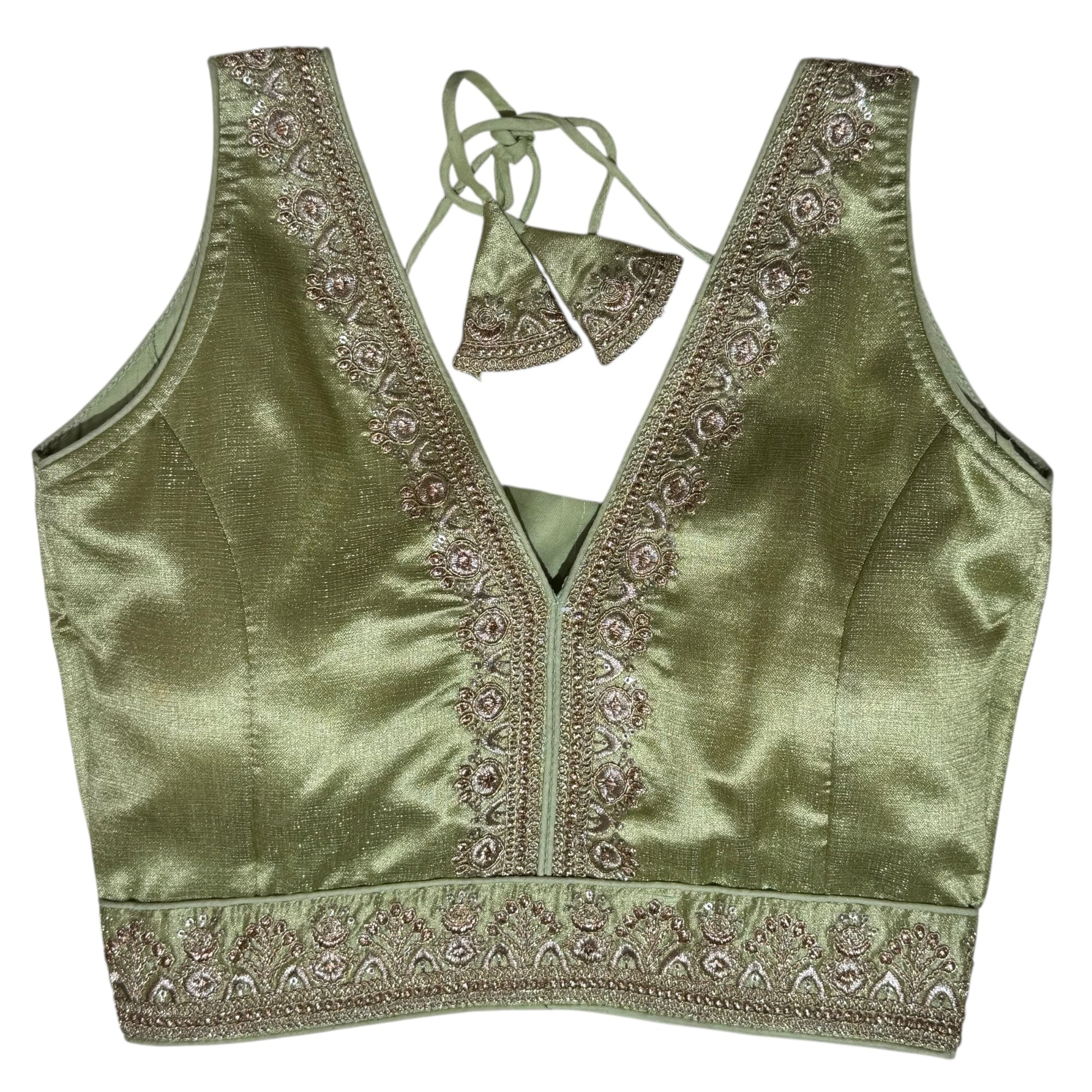 Sleeveless V Neck Choli Blouse -Size 34-Colors