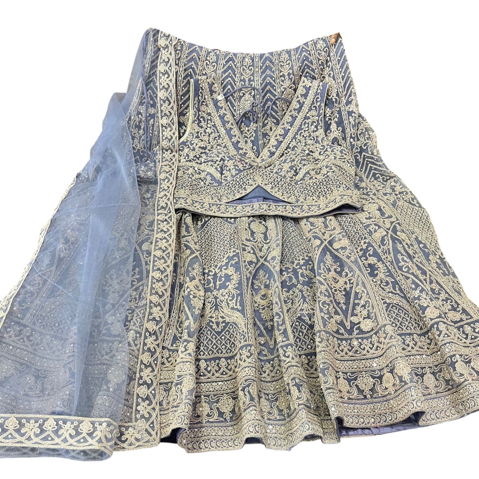 Plus Size Embroidered Mirrored Lehenga Sets-2 Colors