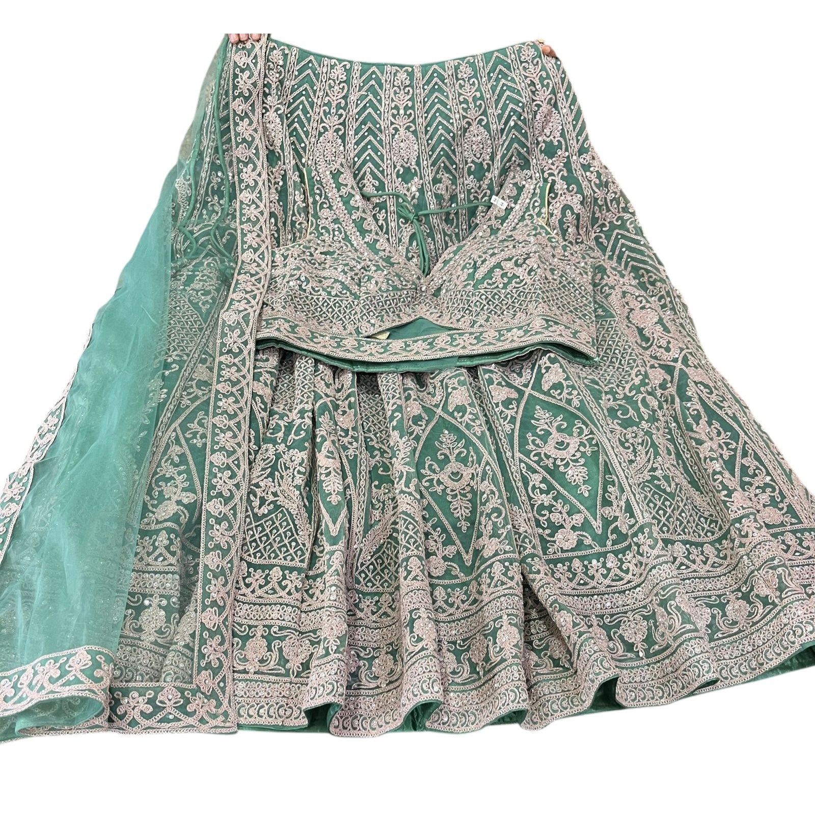Plus Size Embroidered Mirrored Lehenga Sets-2 Colors