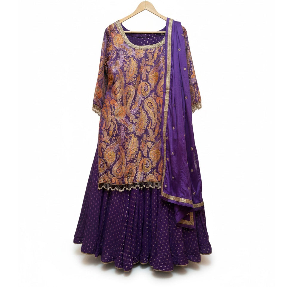 DT Long Top Banarasi Lehengas-3 Colors
