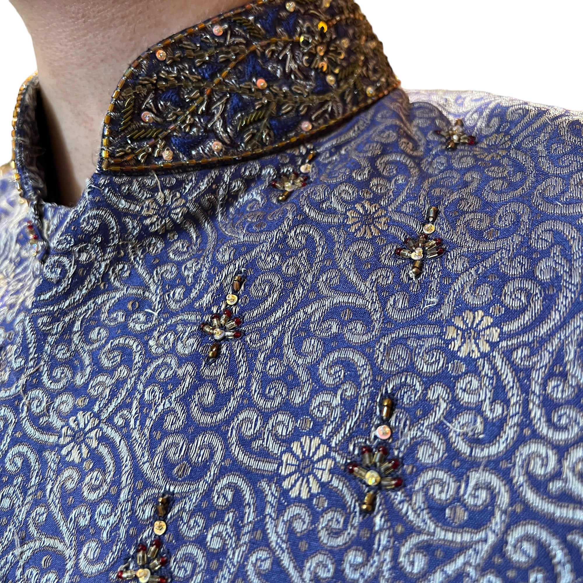 Purple Paisley Brocade Sherwani - Vintage India NYC