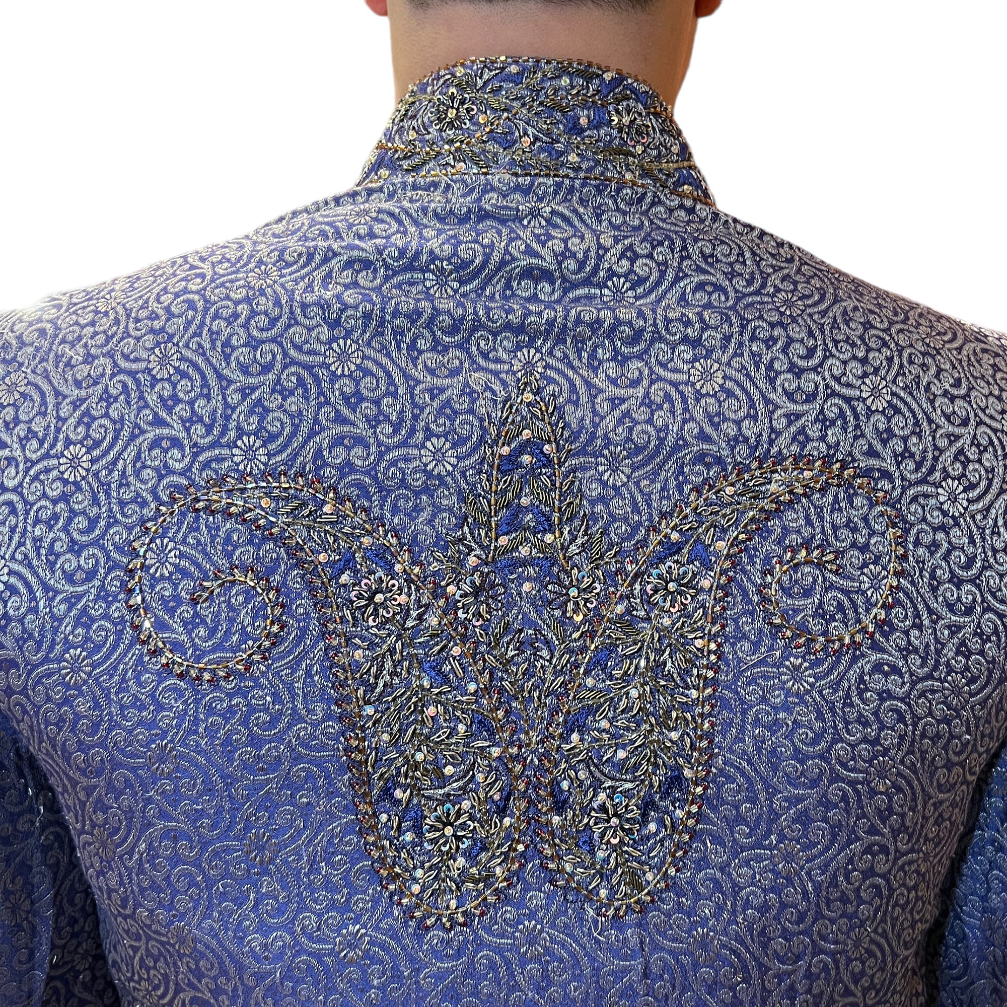 Purple Paisley Brocade Sherwani - Vintage India NYC