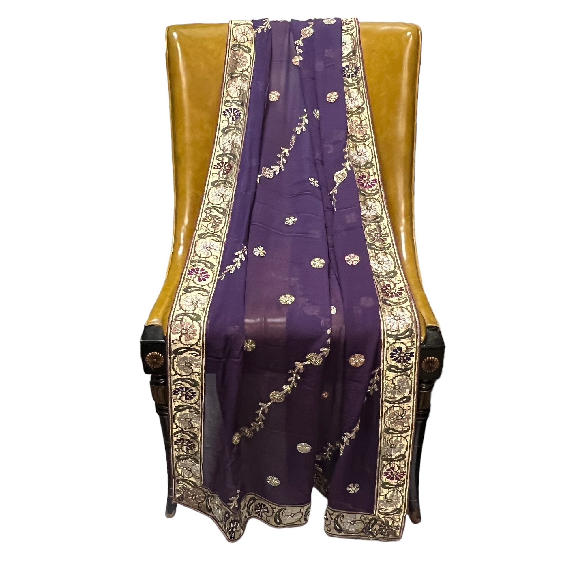 Purple Heavy Work Dupatta - Vintage India NYC