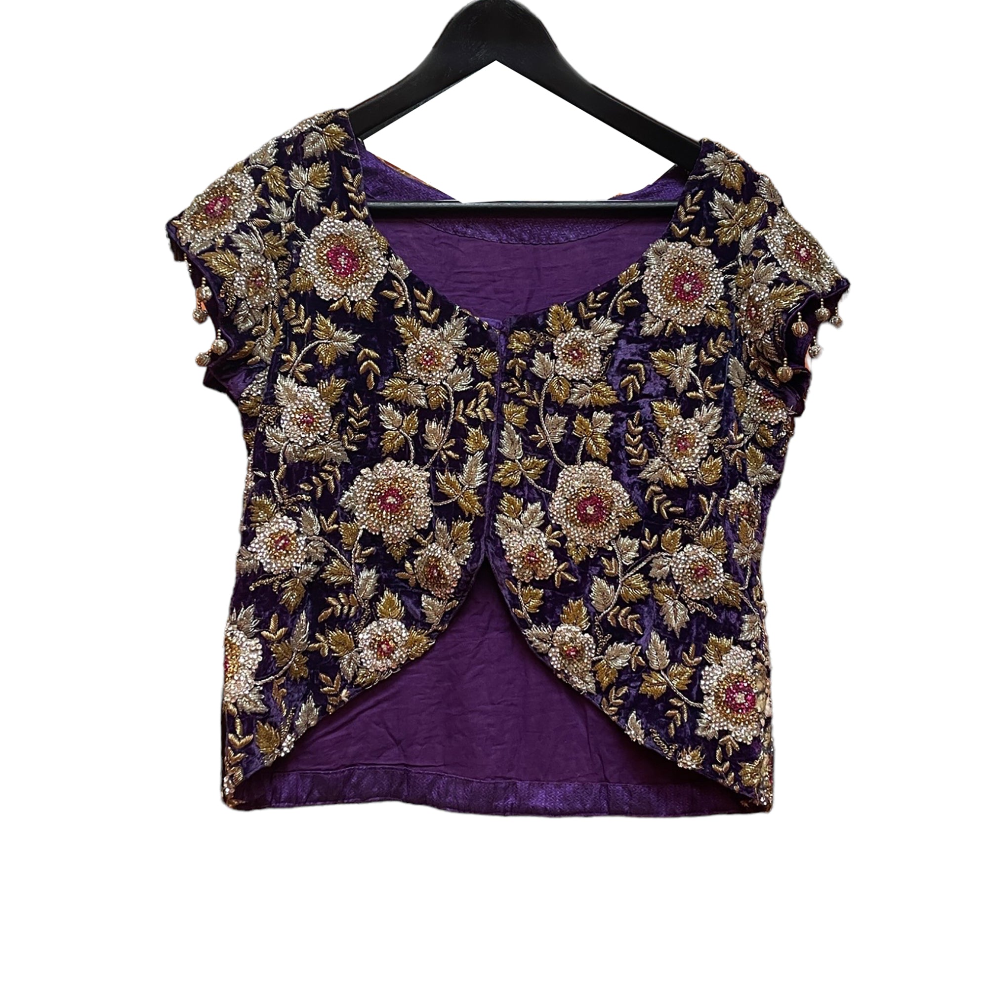 Purple Velvet Top with Heavy Stone & Zardosi Work - Vintage India NYC