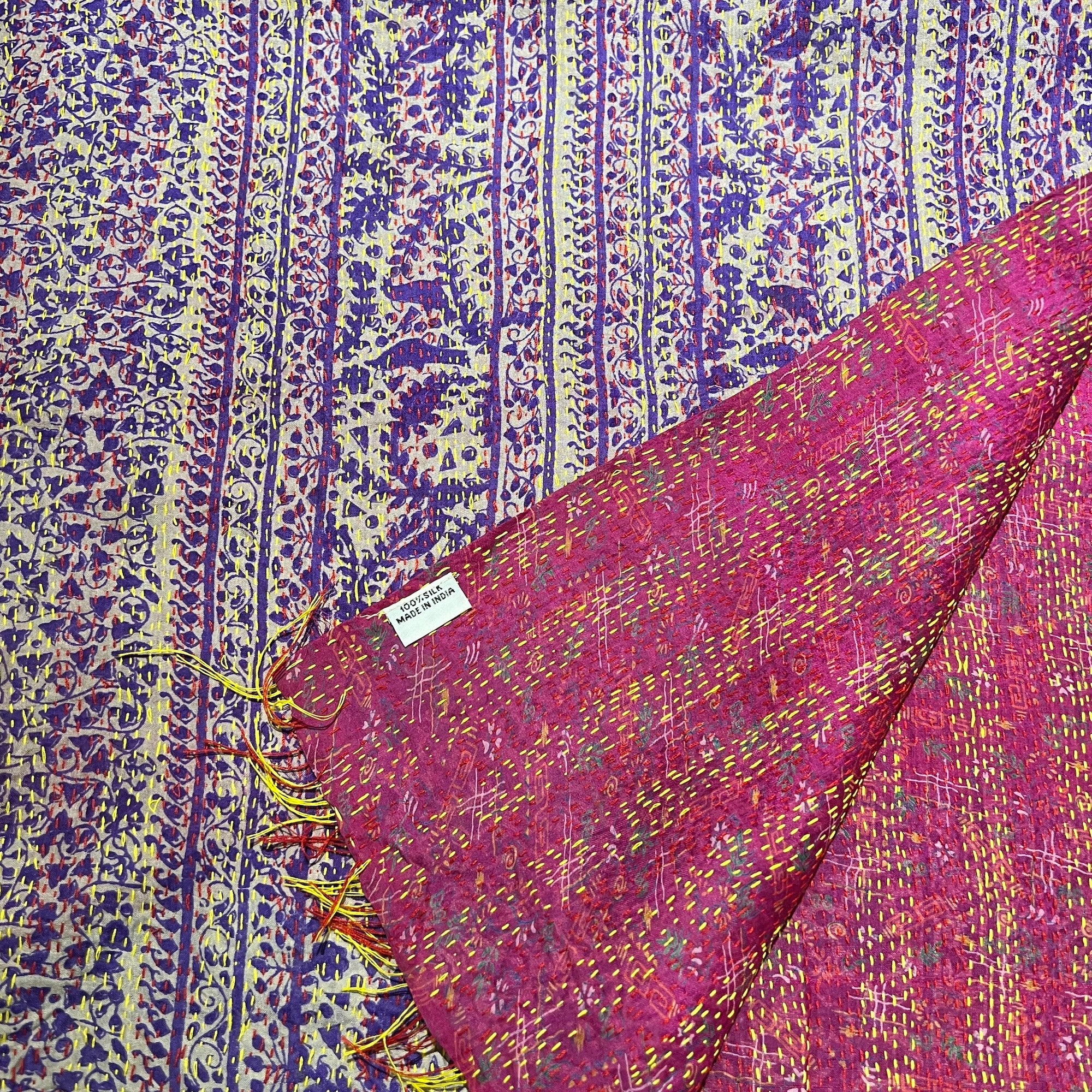 Silk Kantha Stoles - Vintage India NYC