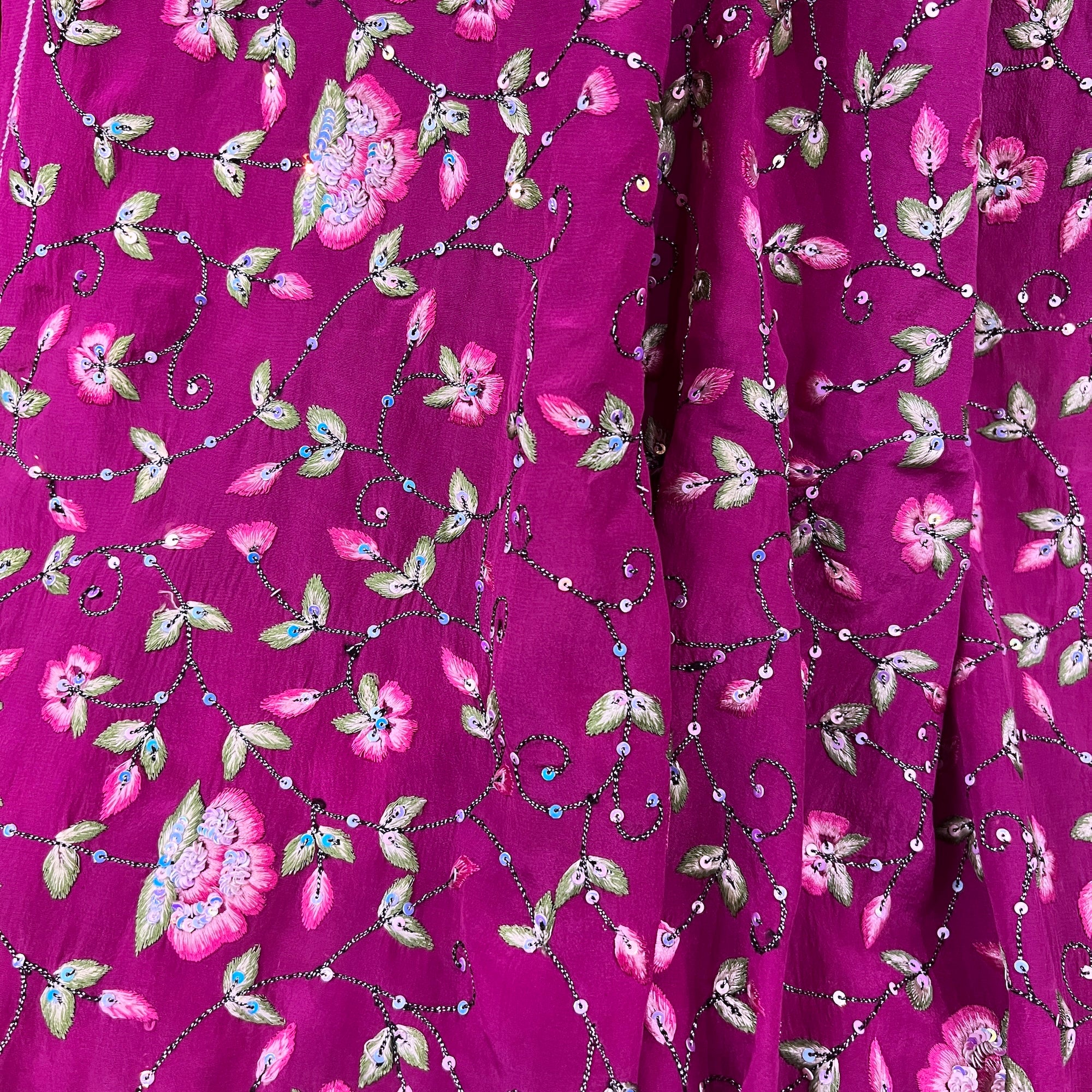 Purple Pink Parsi Embroidered Dupatta 9007 - Vintage India NYC
