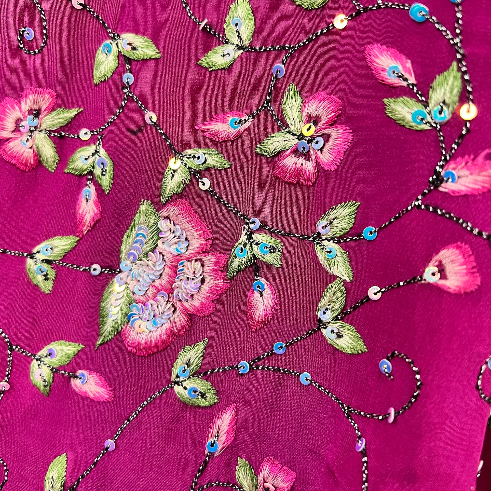 Purple Pink Parsi Embroidered Dupatta 9007 - Vintage India NYC