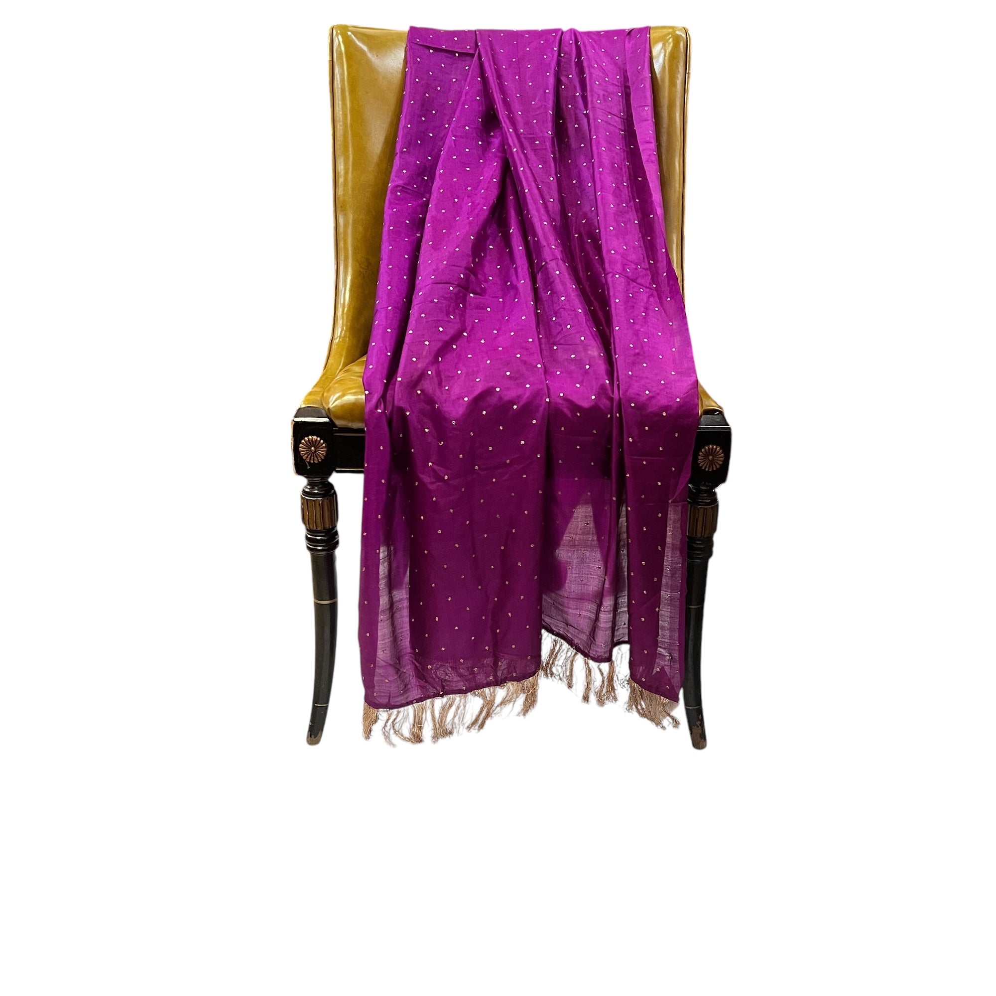 Purple Silk Gold Zari Dupatta 9053 - Vintage India NYC