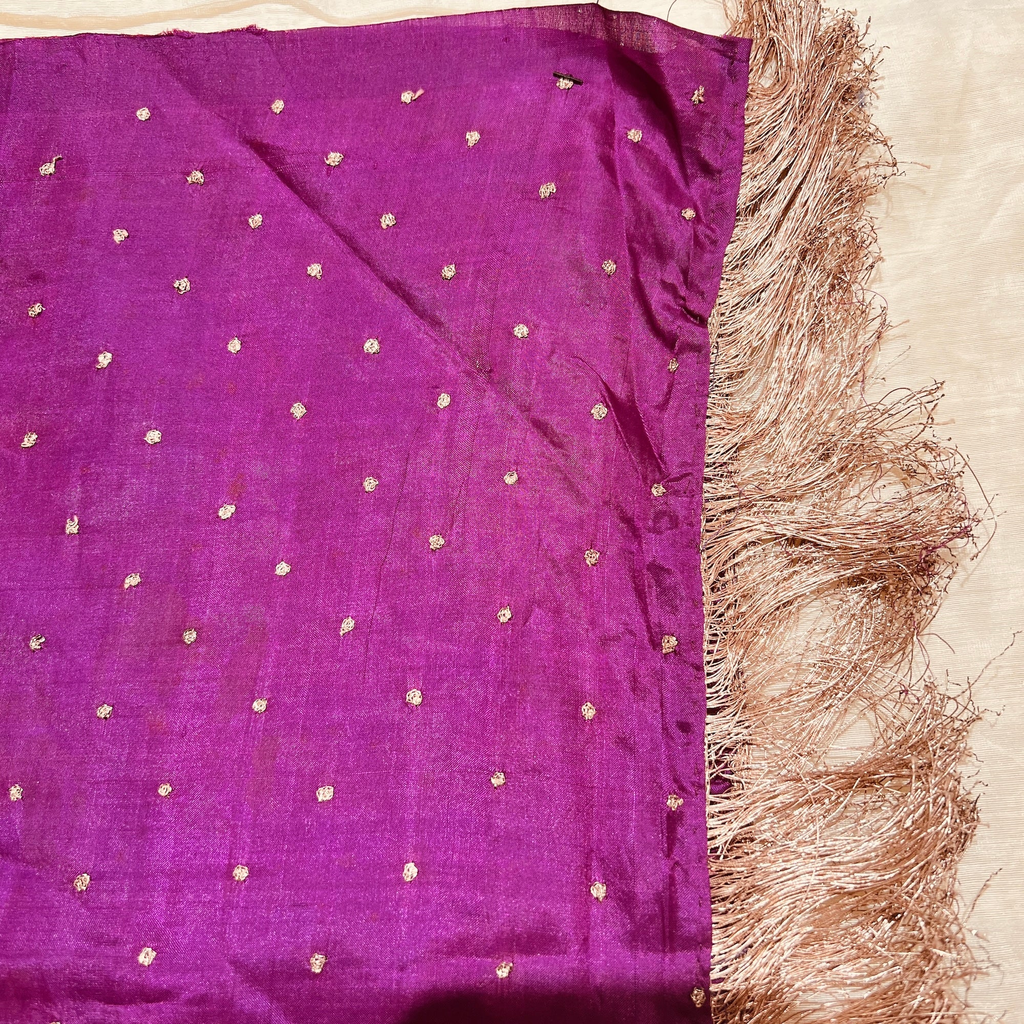 Purple Silk Gold Zari Dupatta 9053 - Vintage India NYC