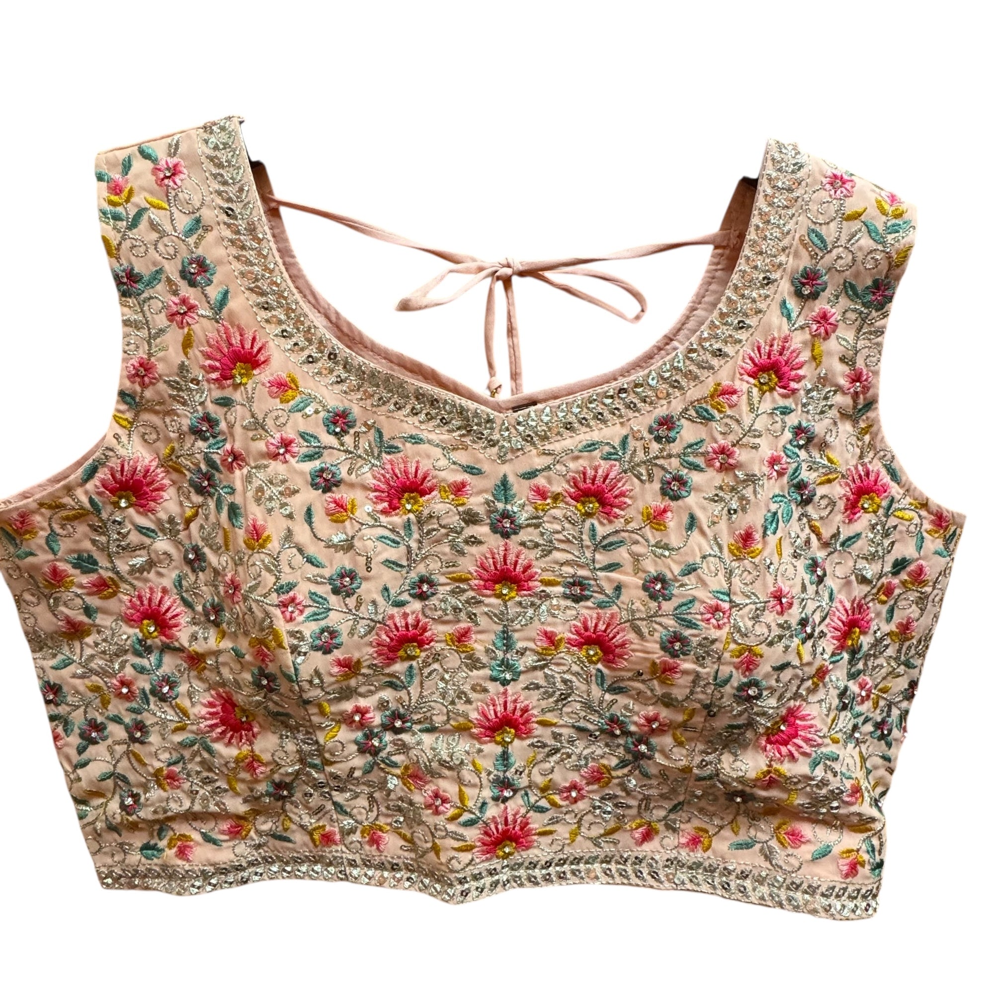 Blush Pink Embroidered Lehenga Set - Vintage India NYC