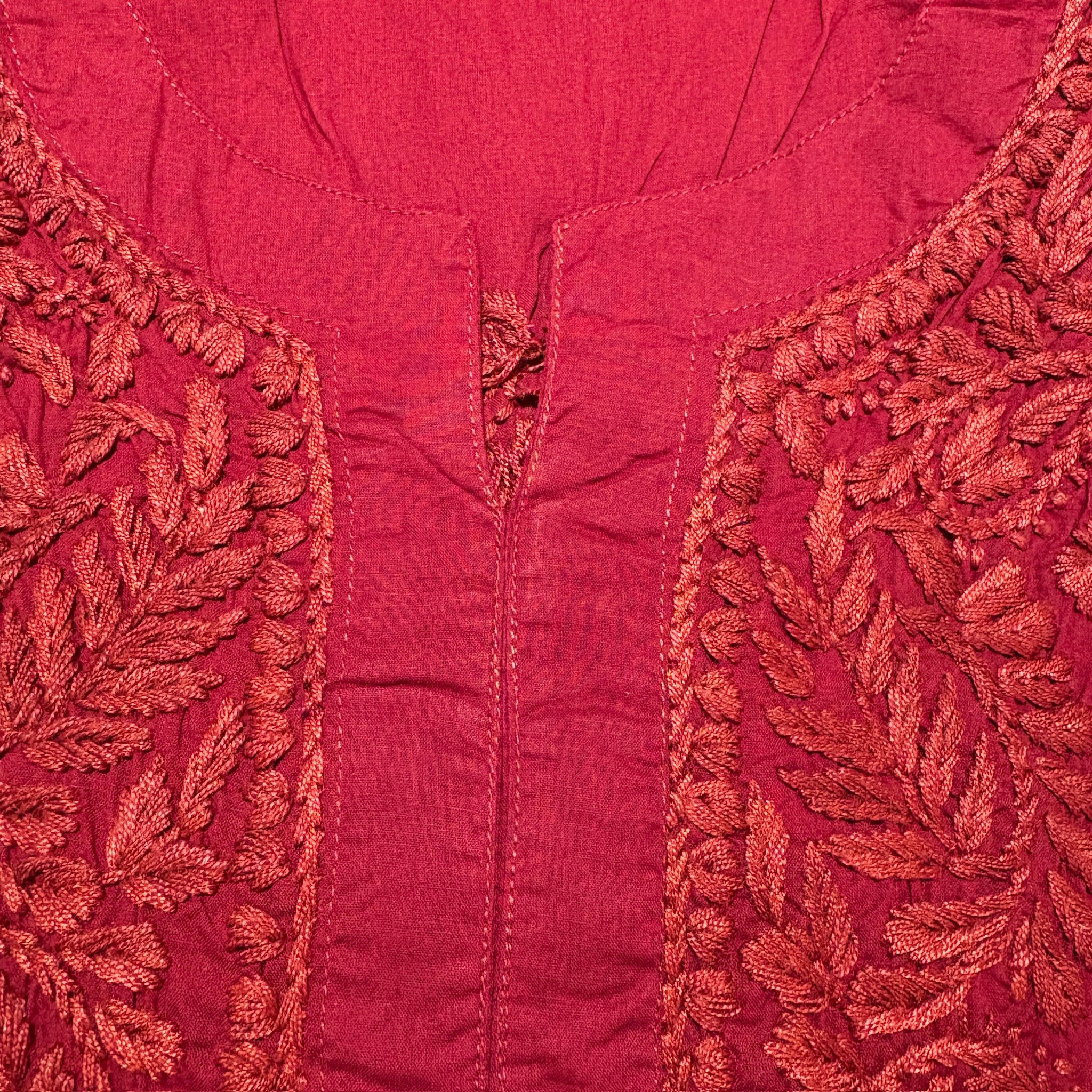 MA Short Embroidered Cotton Kurti-Size 30